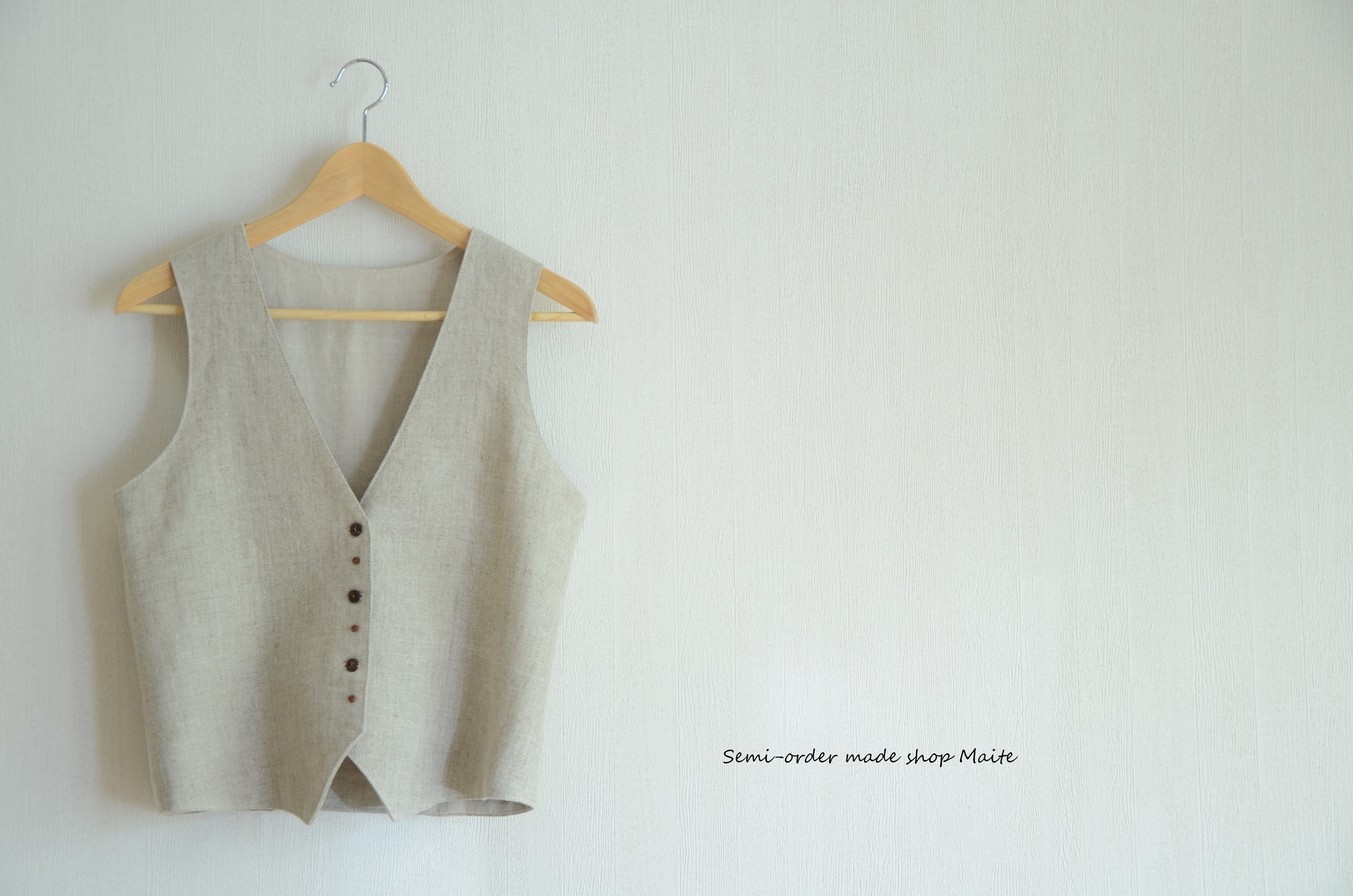 リネンベスト ジレ リネン100 Iichi ハンドメイド クラフト作品 手仕事品の通販