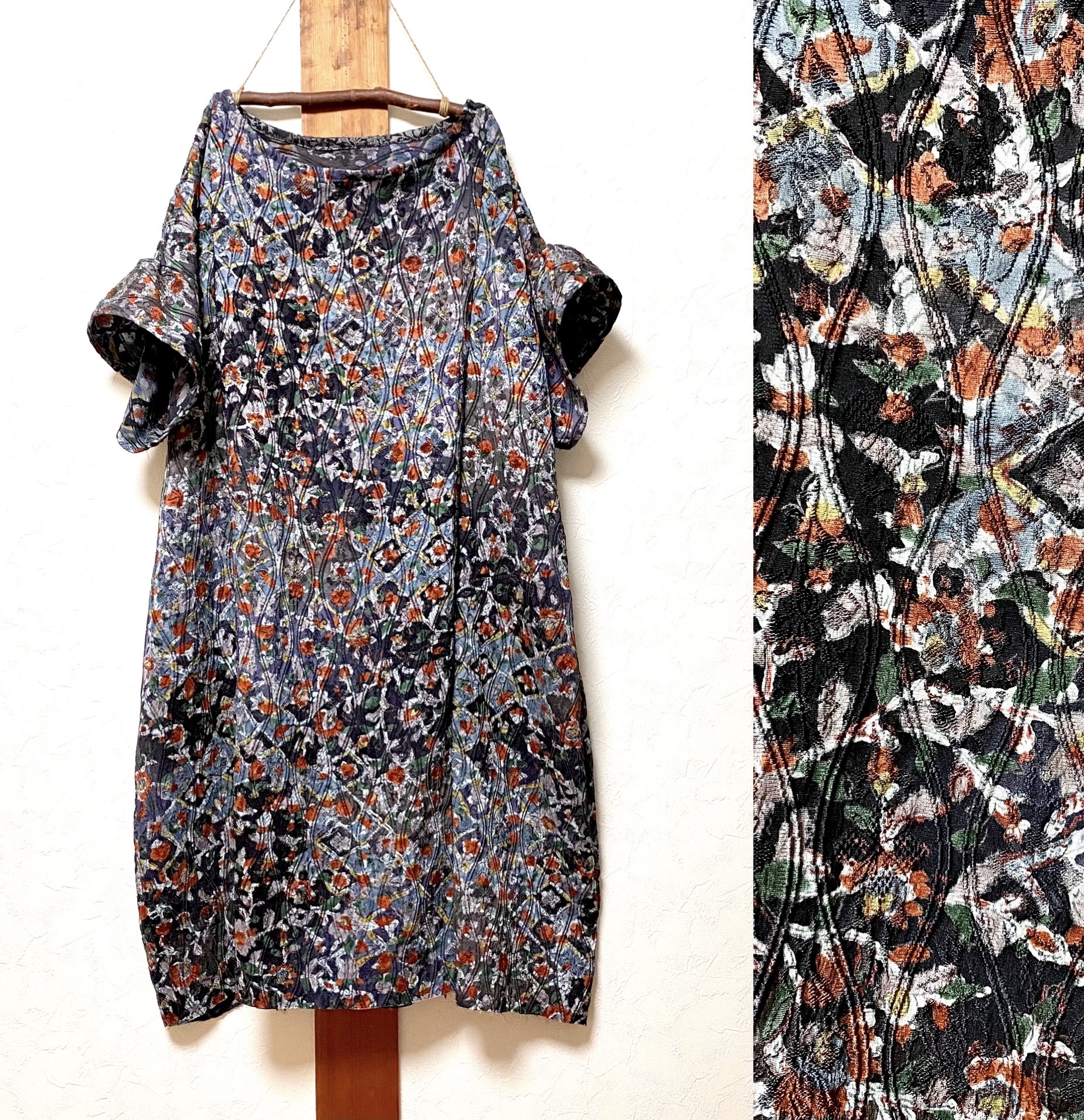 Price Down 正絹 レトロな織りのコクーンワンピース 着物リメイク Iichi ハンドメイド クラフト作品 手仕事品の通販