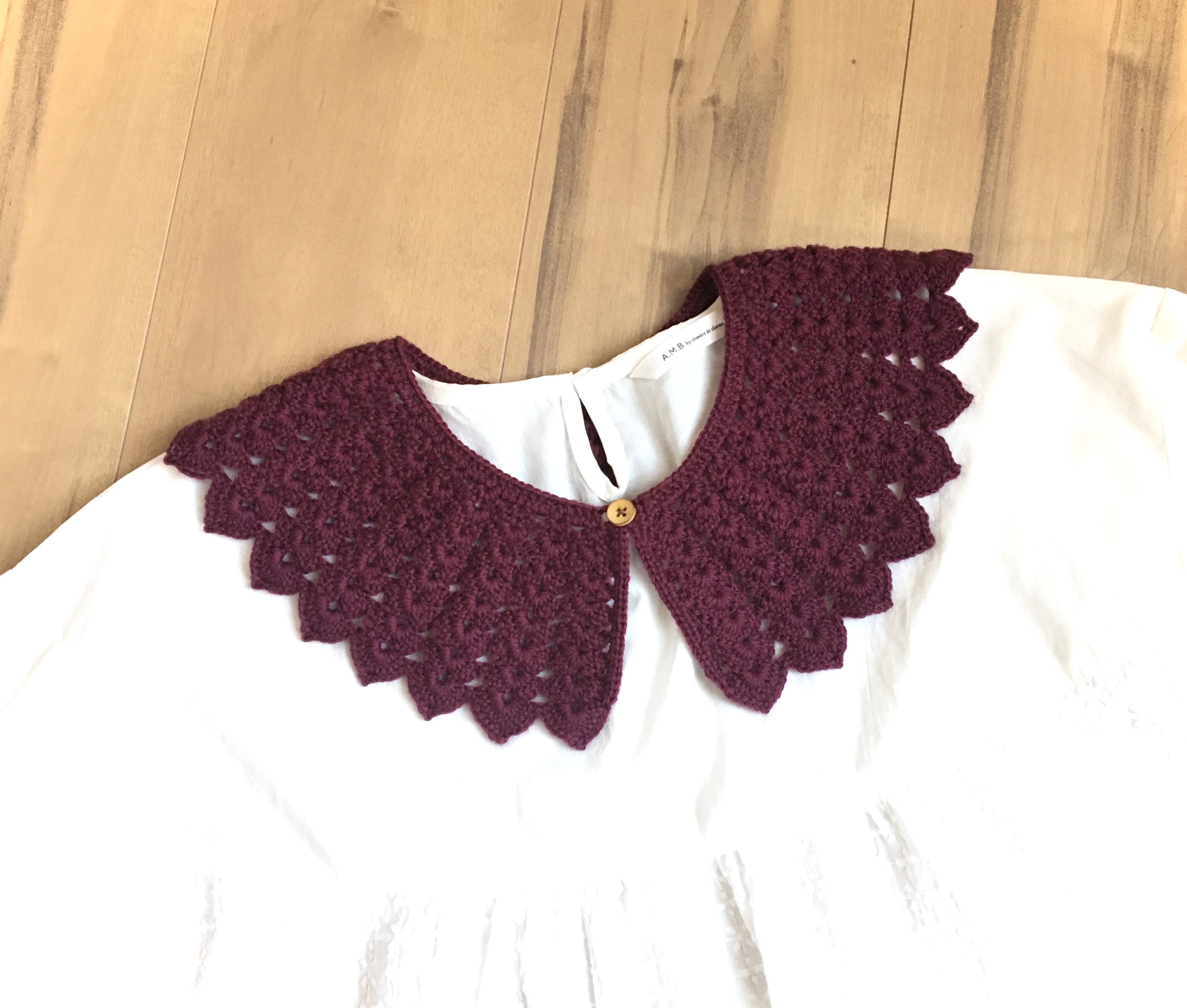 毛糸の付け襟 ボルドー Iichi ハンドメイド クラフト作品 手仕事品の通販