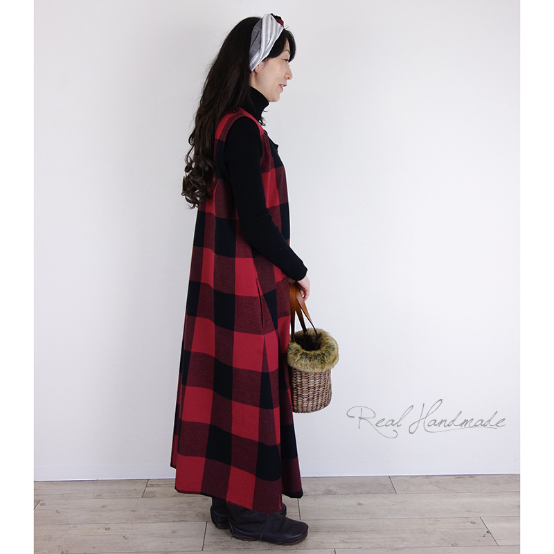 シャギービッグチェックマキシワンピース Iichi ハンドメイド クラフト作品 手仕事品の通販