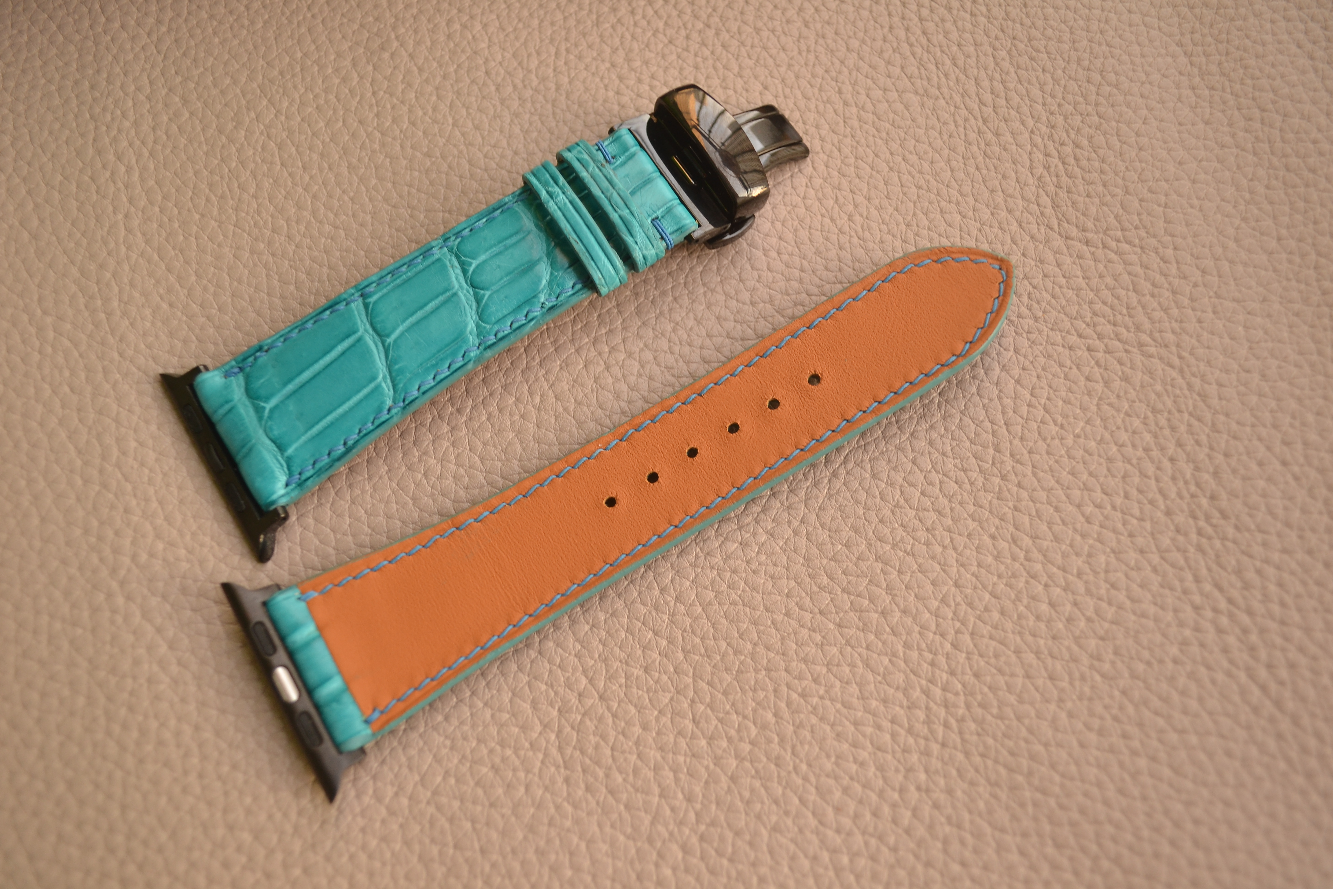 高級革使用 腕時計 ベルト 時計 アップルウォッチバンド フランス産 アリゲーターワニ革 メンズ Iichi ハンドメイド クラフト作品 手仕事品の通販