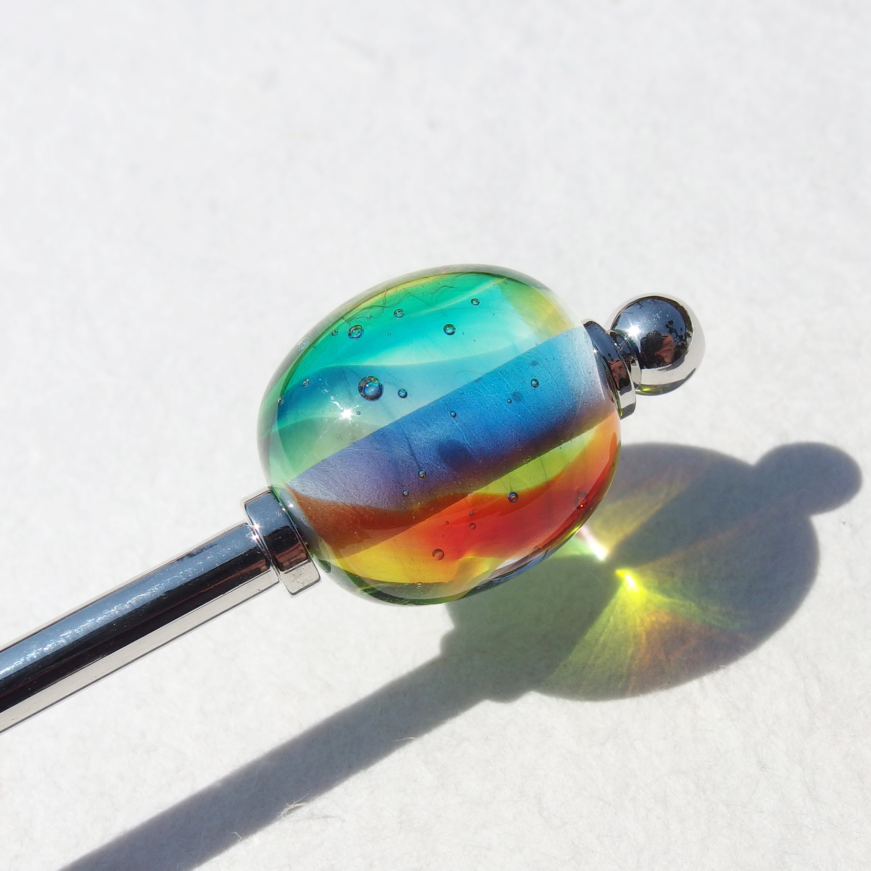 Special 虹玉ガラス にじたま 虹 かんざし 受注制作 Iichi ハンドメイド クラフト作品 手仕事品の通販