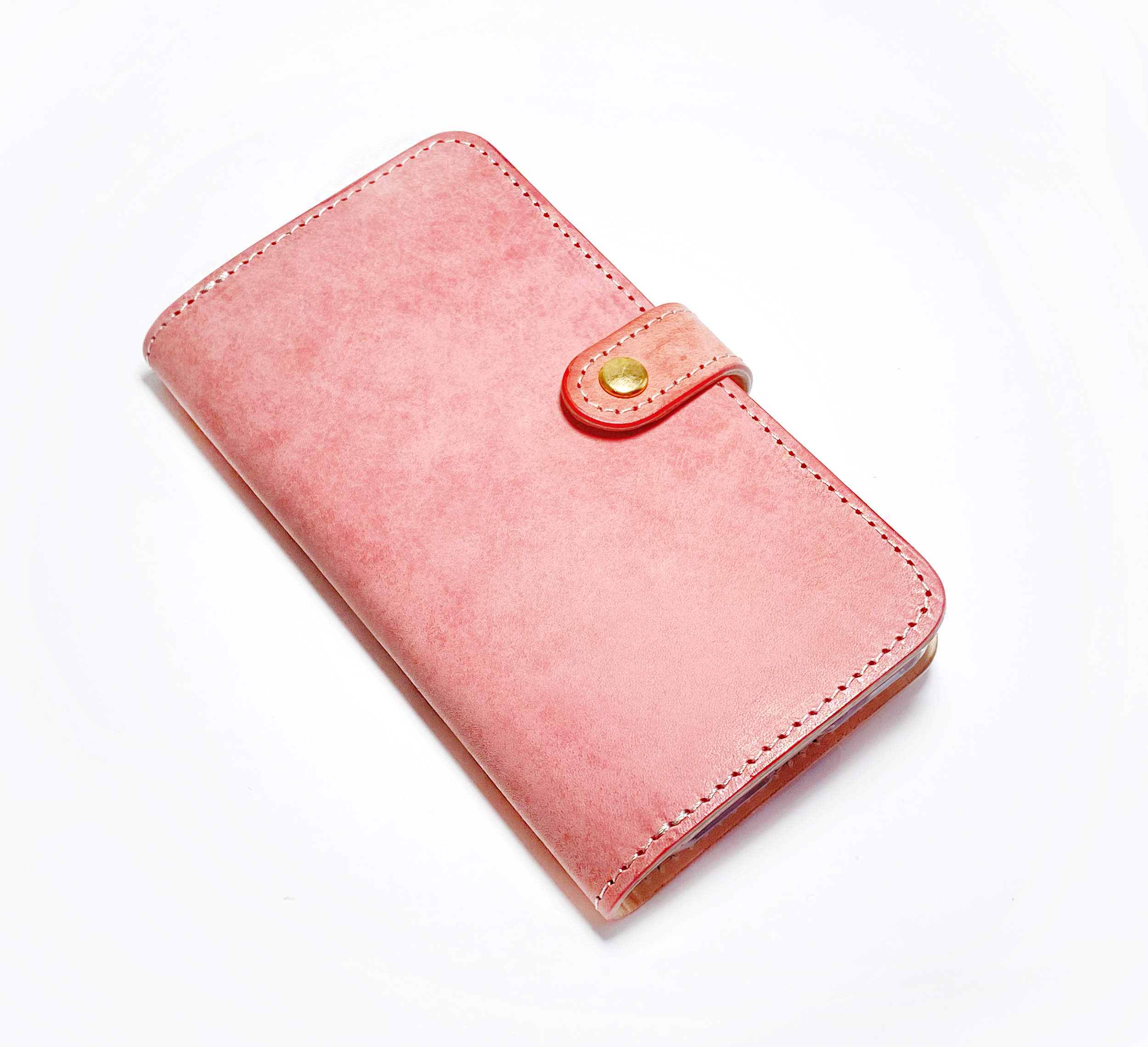 コーラルピンクの Iphoneケース 手帳タイプ イタリアンレザー使用 ほぼ全機種対応 Iichi ハンドメイド クラフト作品 手仕事品の通販