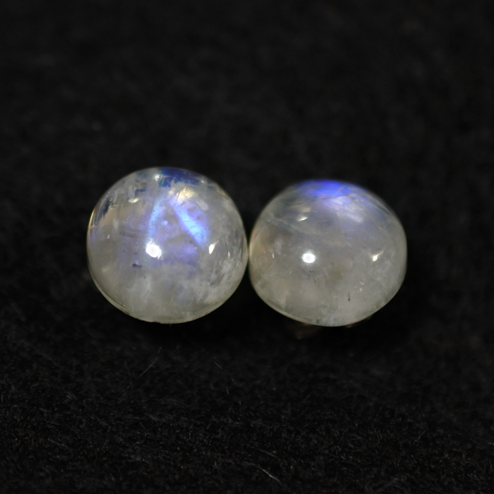 １点もの レインボームーンストーンのスタッドピアス 10mm チタンポスト Iichi ハンドメイド クラフト作品 手仕事品の通販