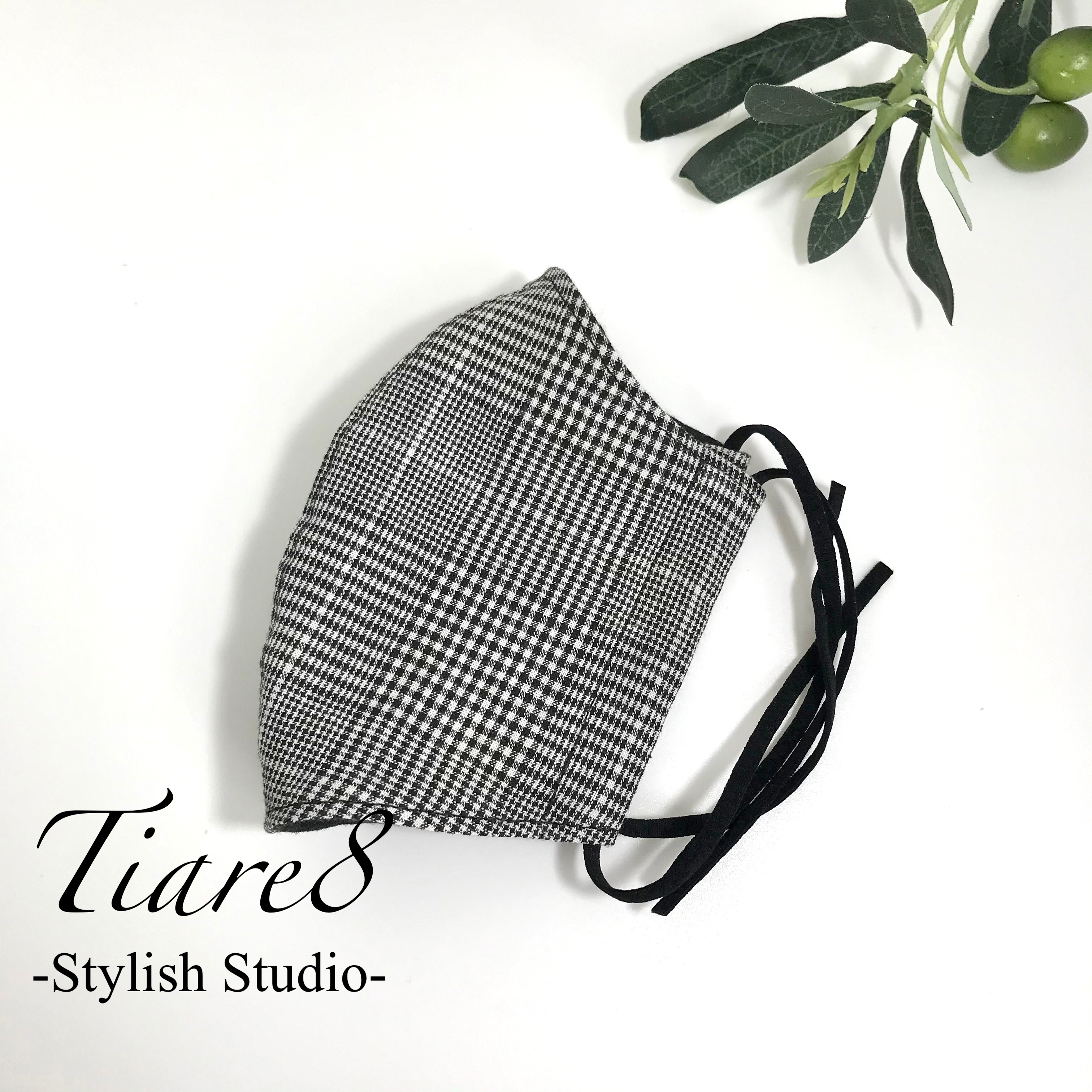 やや小さめサイズ 快適でスタイリッシュな秋冬向けおしゃれマスク 国産ダブルガーゼ 綿麻混グレンチェックの秋冬マスク Iichi ハンドメイド クラフト作品 手仕事品の通販