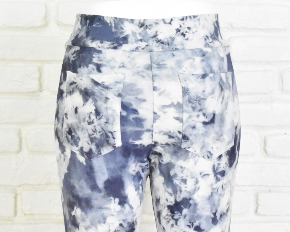 極上の穿き心地 おしゃれなタイダイ柄ストレッチレギンスロングパンツ 手染め ブルー Iichi ハンドメイド クラフト作品 手仕事品の通販