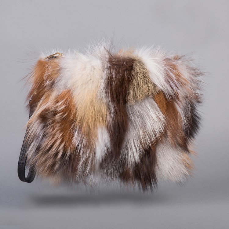 New Antique Fur ブラウン系フォックスファークラッチバッグ Iichi ハンドメイド クラフト作品 手仕事品の通販