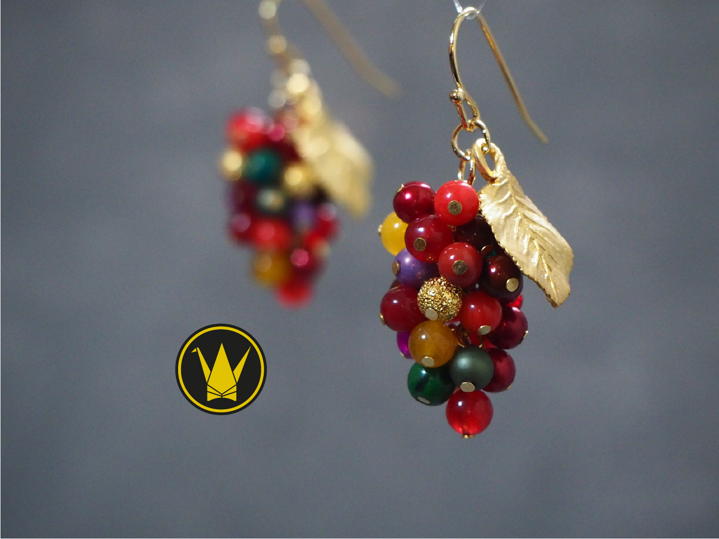 14kgf クリスマスベリー 暖炉を囲む暖かい夜 葡萄の房ピアス 樹脂ピアス又はイヤリングに変更可 Iichi ハンドメイド クラフト作品 手仕事品の通販