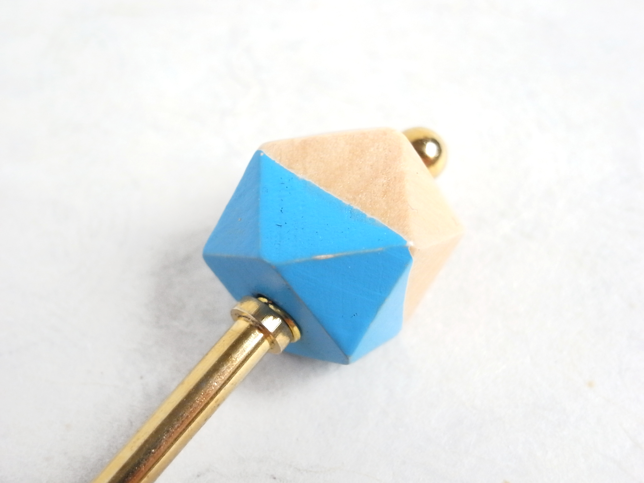 かんざし 木製の多角形ビーズ ブルー Iichi ハンドメイド クラフト作品 手仕事品の通販