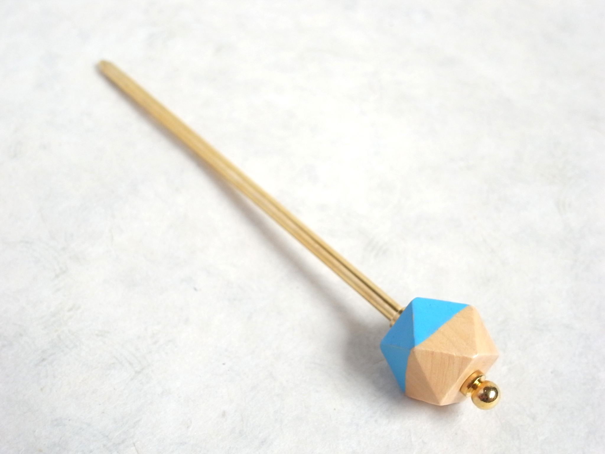 かんざし 木製の多角形ビーズ ブルー Iichi ハンドメイド クラフト作品 手仕事品の通販