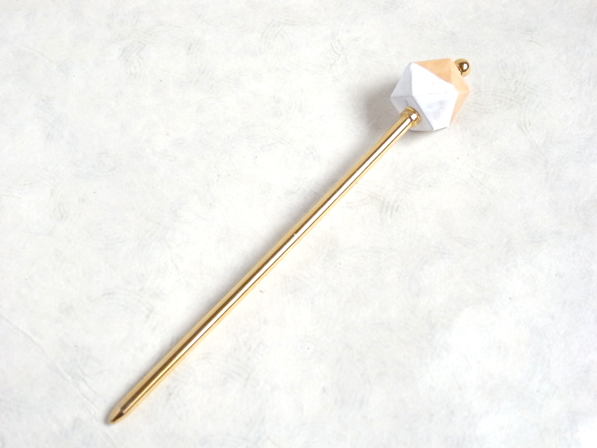 かんざし 木製の多角形ビーズ 白 Iichi ハンドメイド クラフト作品 手仕事品の通販