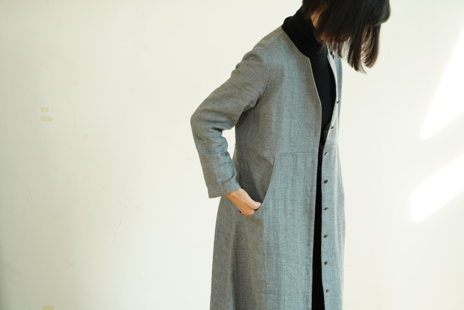 クラシカルコートドレス リネンウールビエラ Iichi ハンドメイド クラフト作品 手仕事品の通販