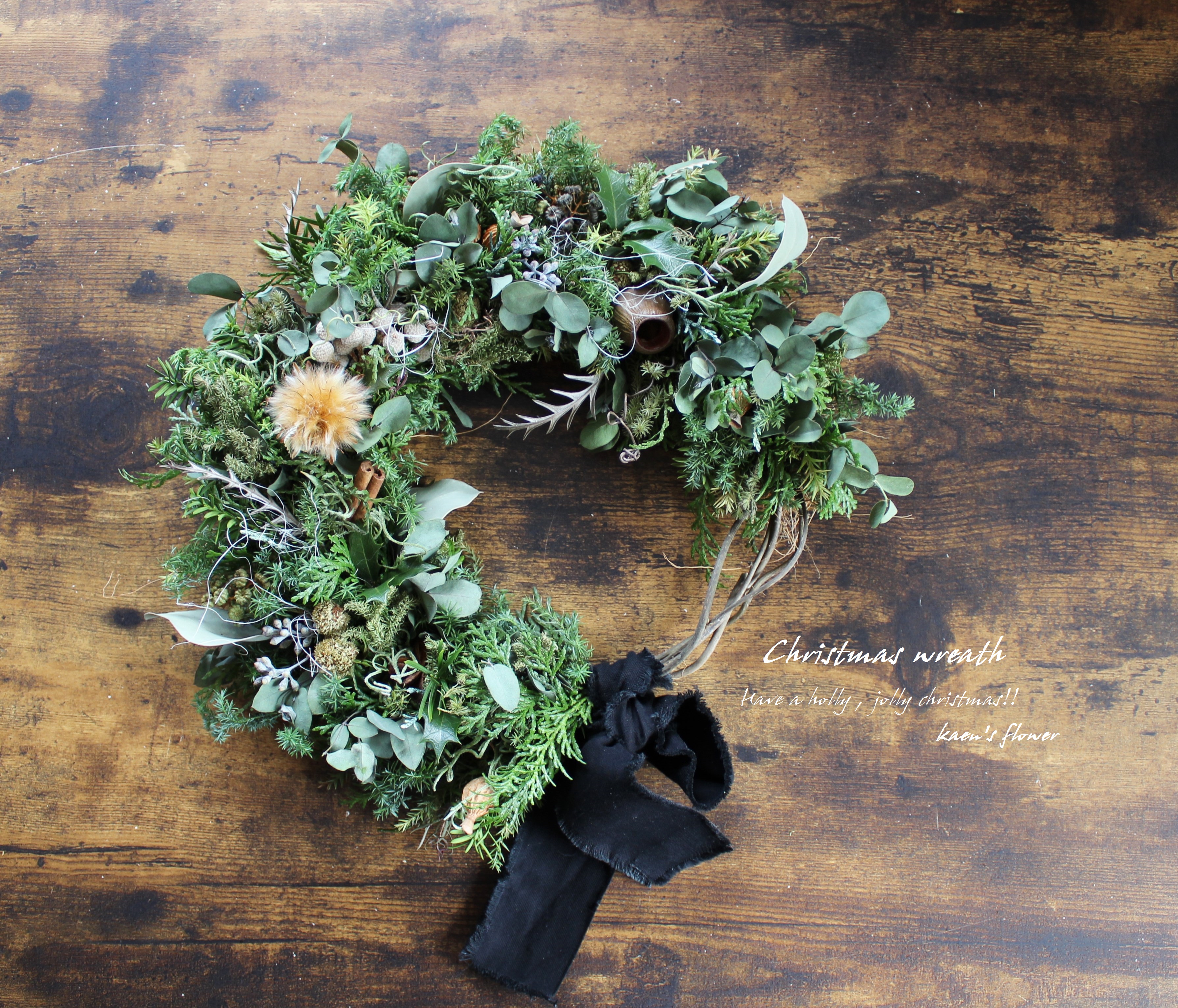 クリスマス クリスマスのつるリース 冬リース ナチュラル ドライフラワー Iichi ハンドメイド クラフト作品 手仕事品の通販