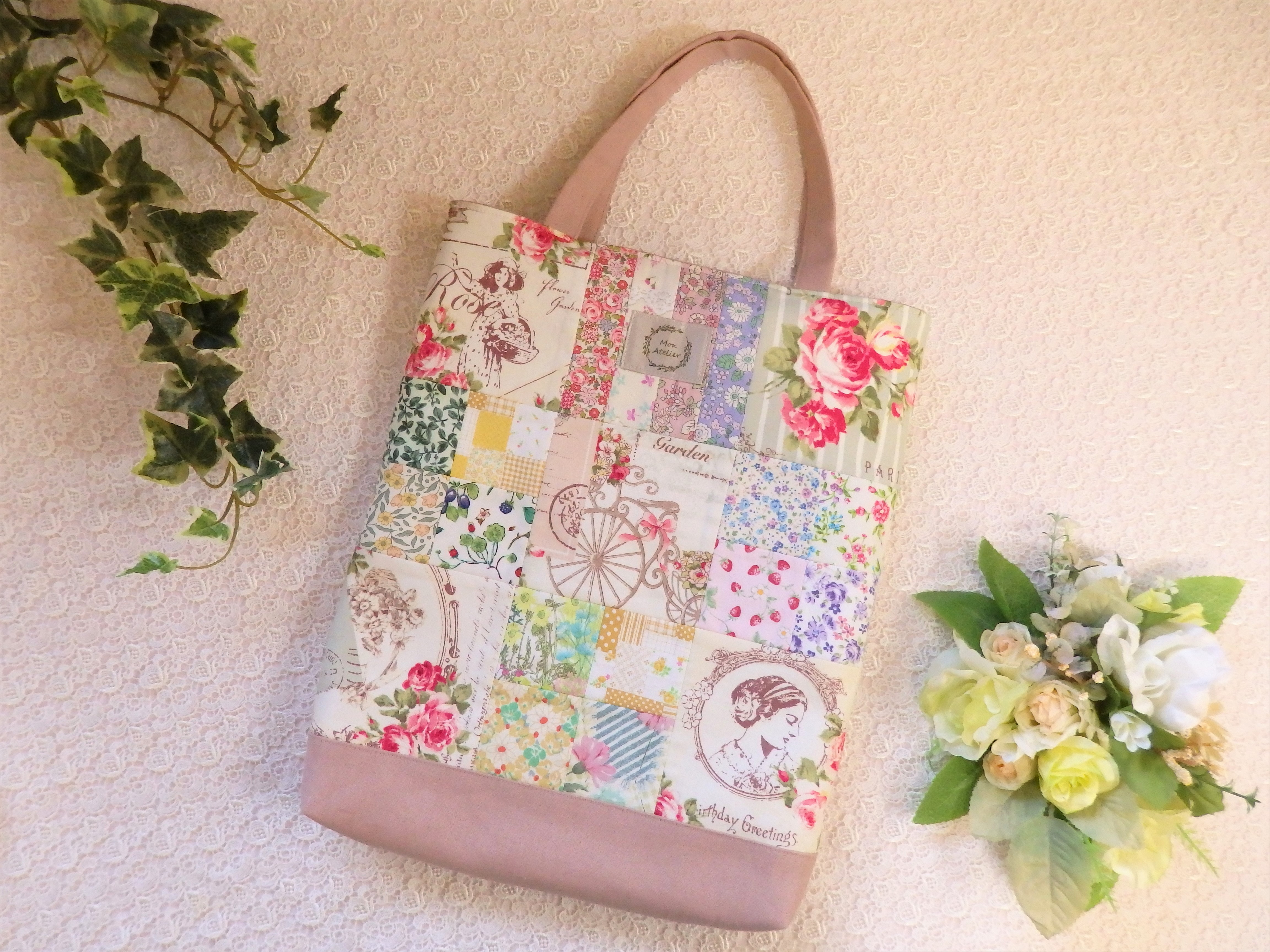 縦長トート レトロ ピンク Iichi ハンドメイド クラフト作品 手仕事品の通販