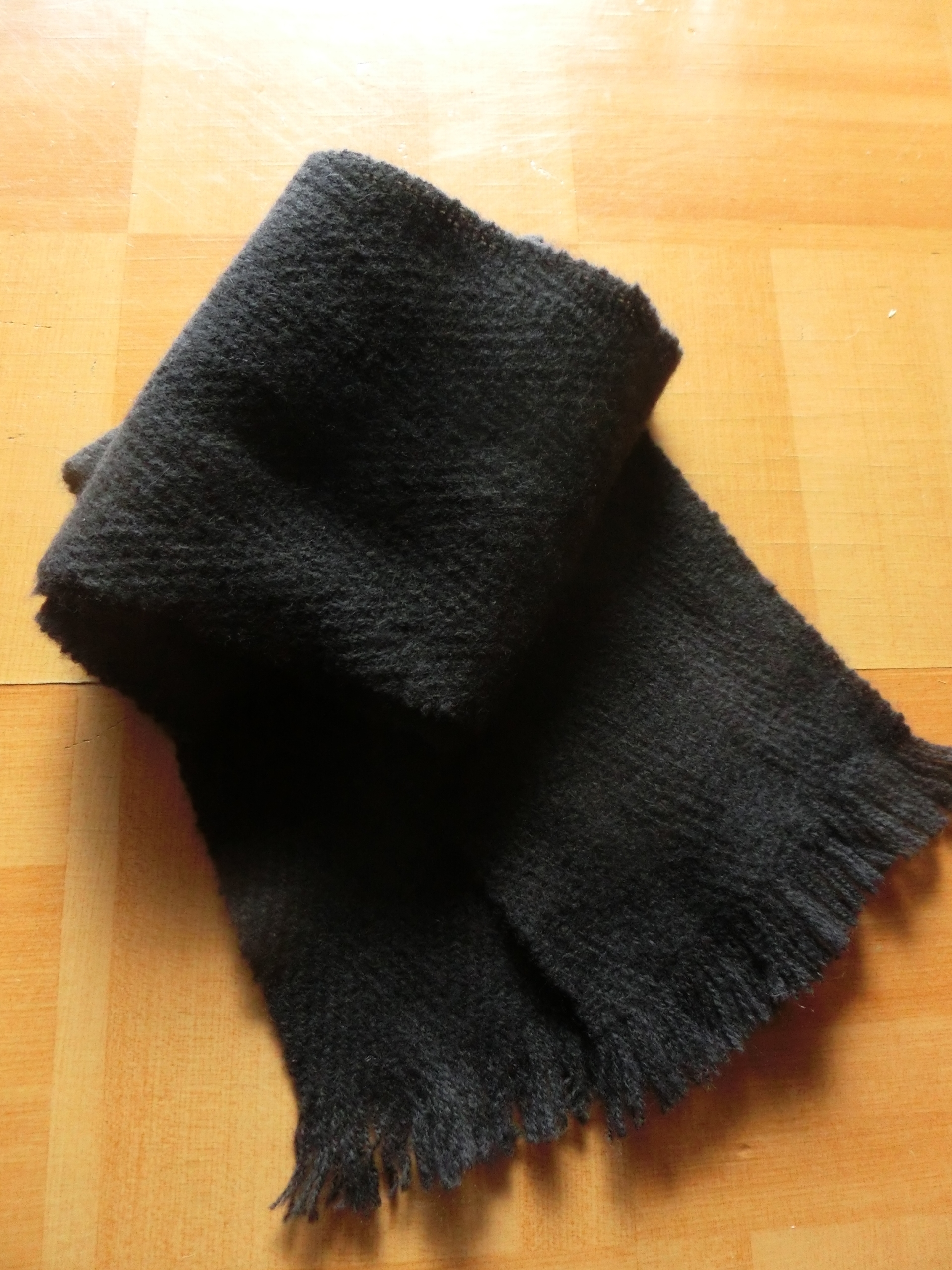 カシミア ラム 杉綾 ミニマフラー 黒 Iichi ハンドメイド クラフト作品 手仕事品の通販