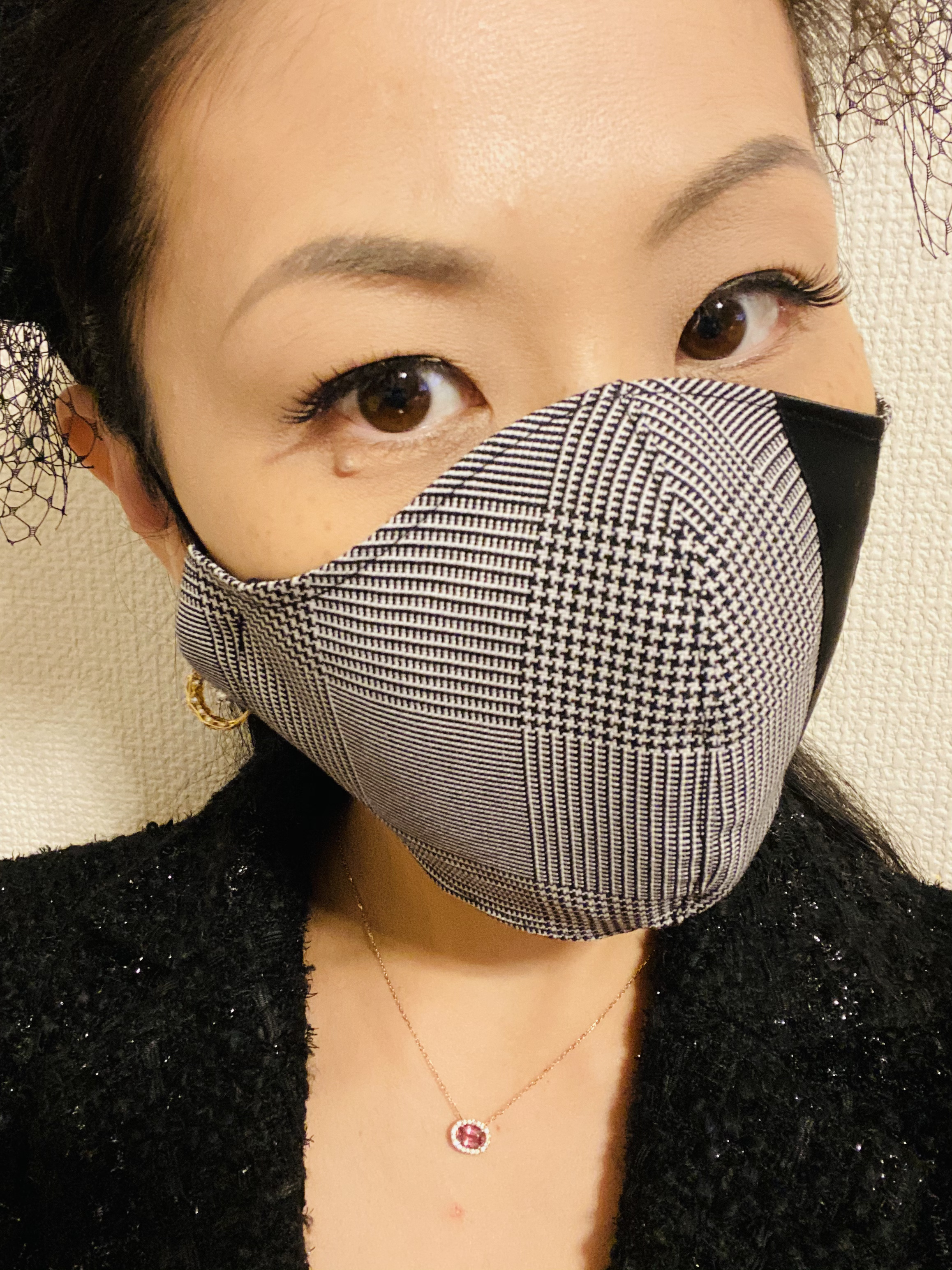 グレンチェック モード系 おしゃれマスク 秋冬マスク 布マスク 立体マスク 大きめ フィルターポケット メンズマスク Iichi ハンドメイド クラフト作品 手仕事品の通販