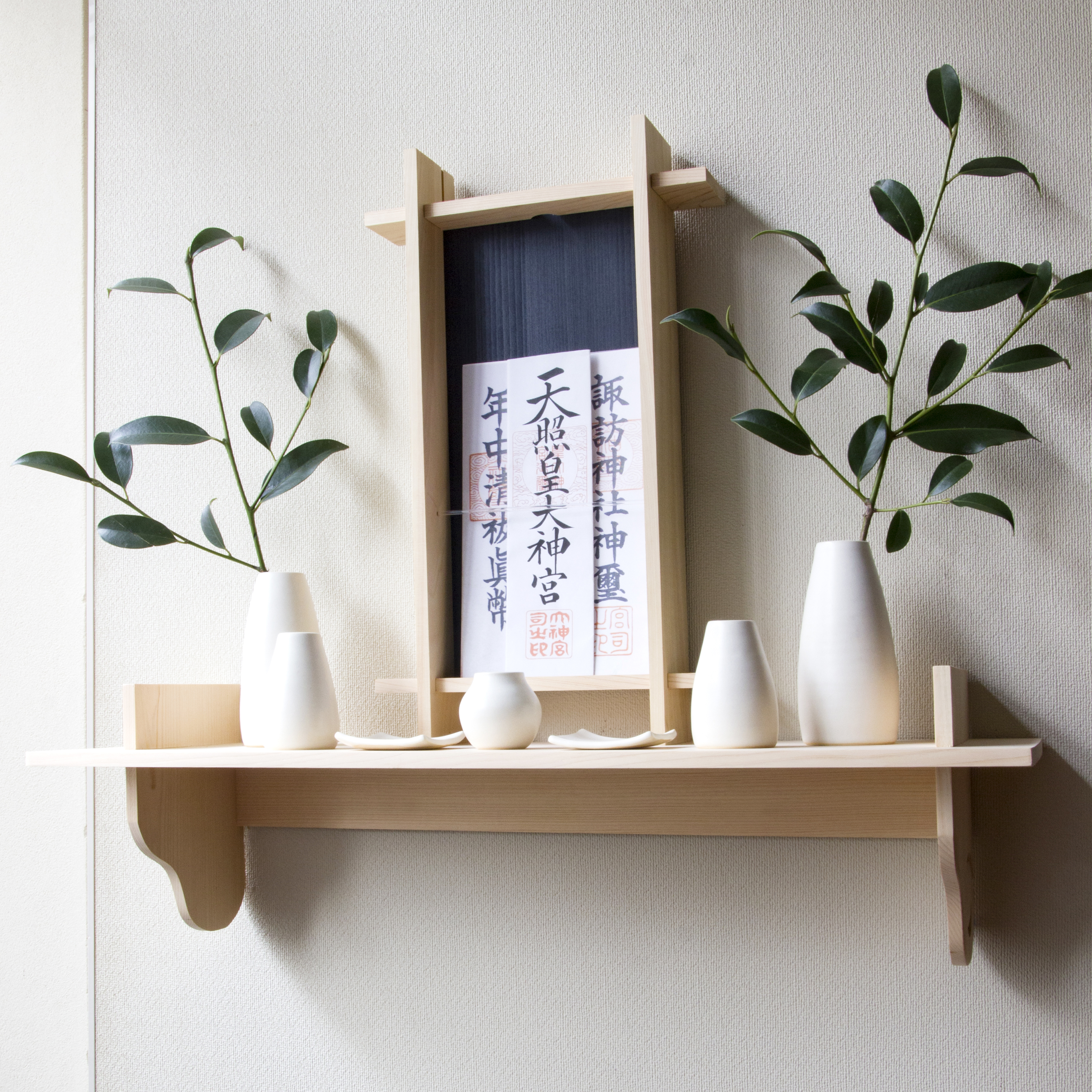 モダン 神棚 セット ホワイト 小 Iichi ハンドメイド クラフト作品 手仕事品の通販