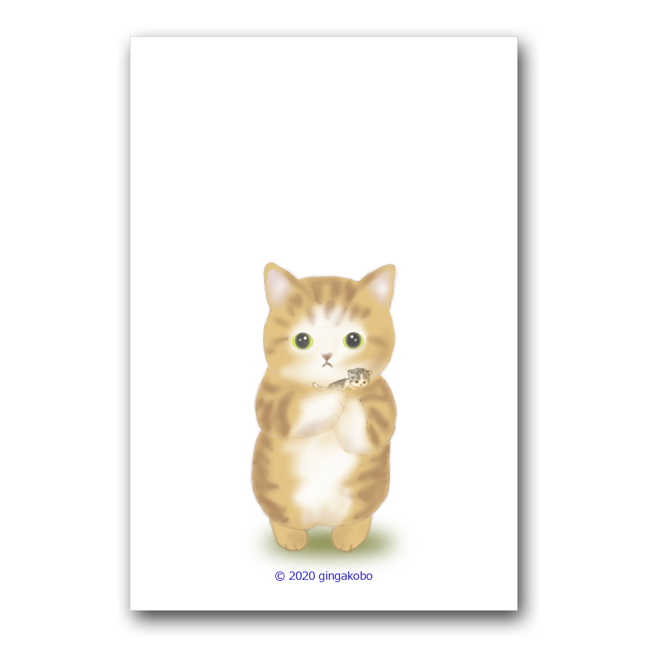 抱き上げて耳を澄ます 猫 ねこ ほっこり癒しのイラストポストカード2枚組 No 1232 Iichi ハンドメイド クラフト作品 手仕事品の通販