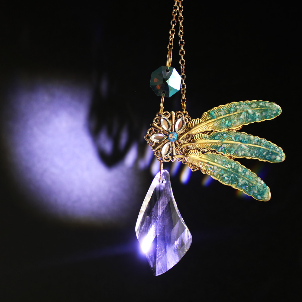 Bird Wing 翼のサンキャッチャー Swarovski Crystal使用 Iichi ハンドメイド クラフト作品 手仕事品の通販