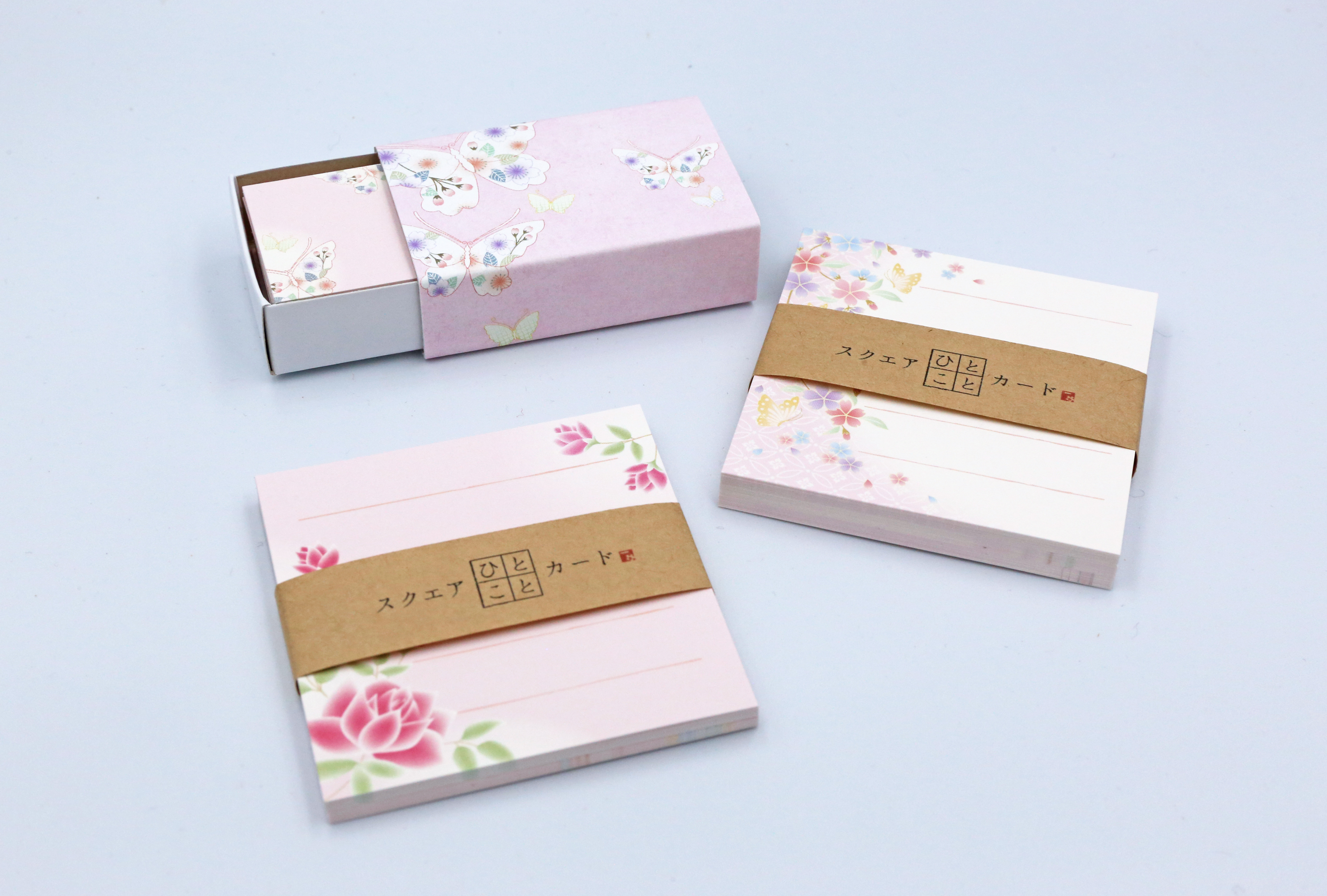 送料無料 淡いピンク 手鞠 バラ 桜 四つ葉 蝶 のひとことスクエア ミニミニメッセージカード Iichi ハンドメイド クラフト作品 手仕事品の通販