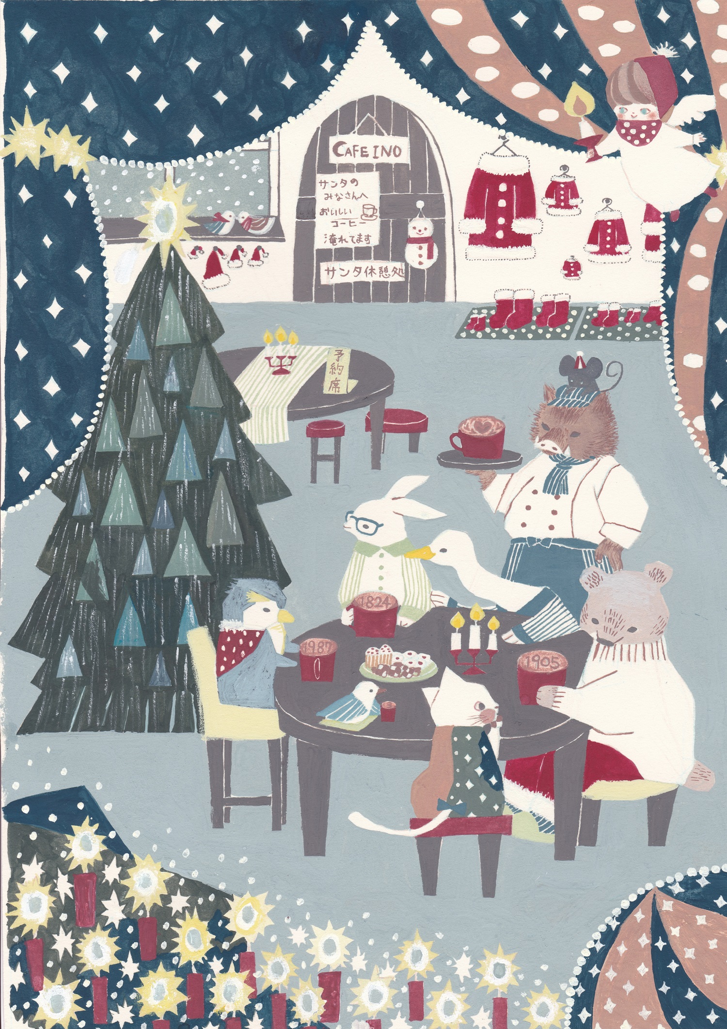 クリスマスカフェ クリスマスカードセット Iichi ハンドメイド クラフト作品 手仕事品の通販