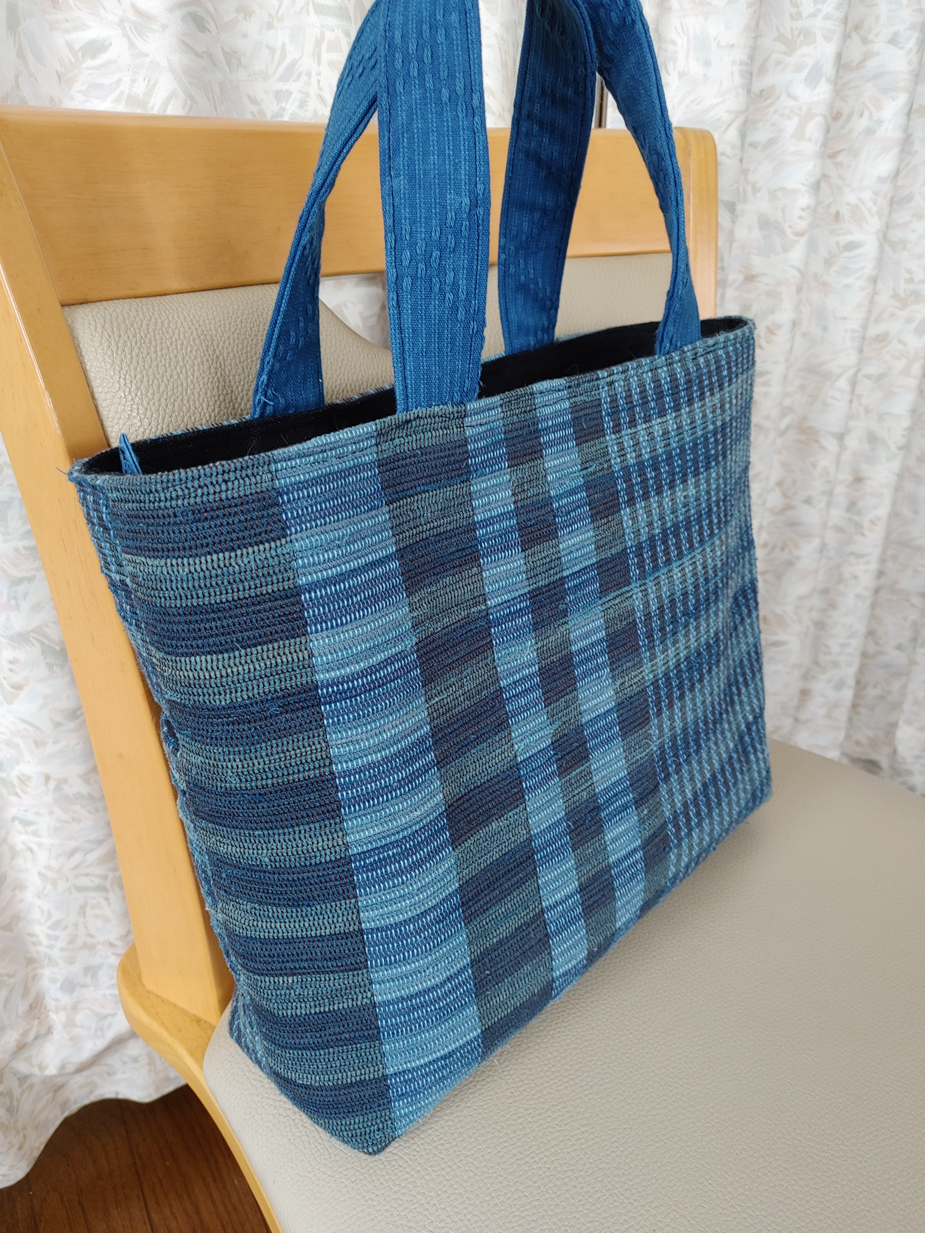 裂き織りのトートバッグ 藍染 Iichi ハンドメイド クラフト作品 手仕事品の通販