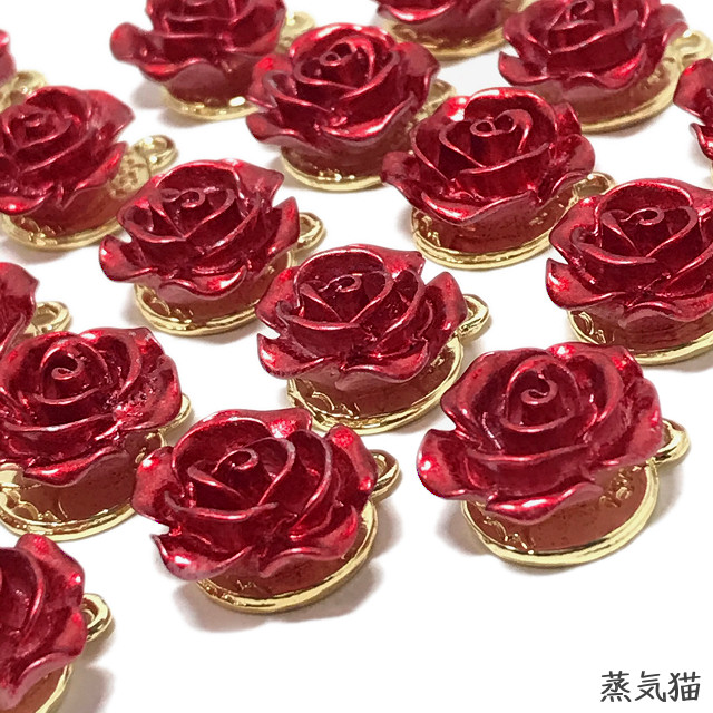 赤い薔薇チャーム 6個 バラの花パーツ ピアス ハンドメイド素材 Iichi ハンドメイド クラフト作品 手仕事品の通販