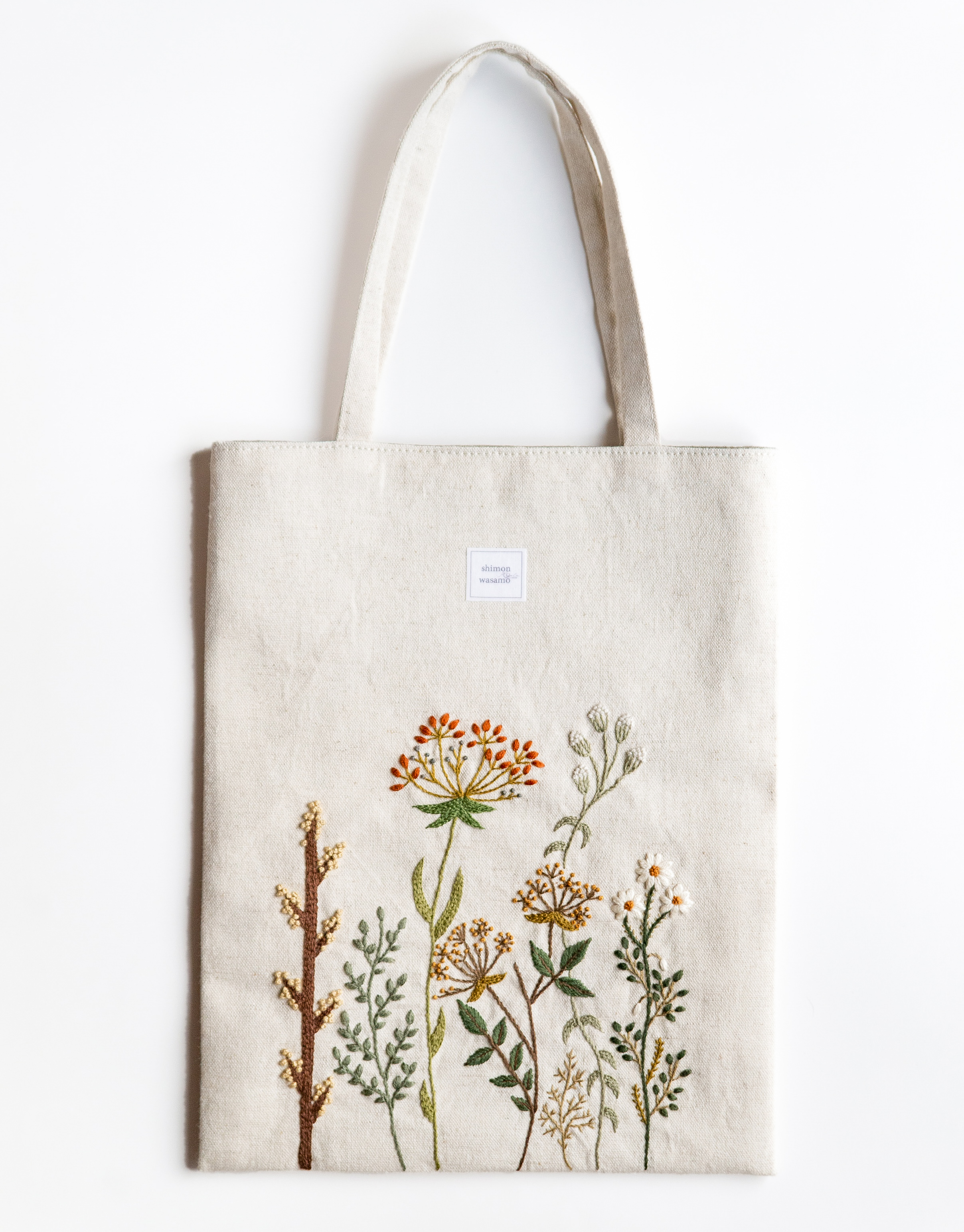 Shimontowasamo 植物の彩り刺繍トートバッグ 受注制作 Iichi ハンドメイド クラフト作品 手仕事品の通販