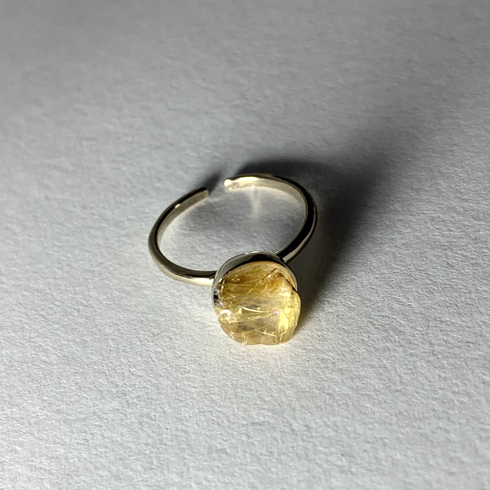 鉱物リング ゴールドルチルクォーツ Iichi ハンドメイド クラフト作品 手仕事品の通販