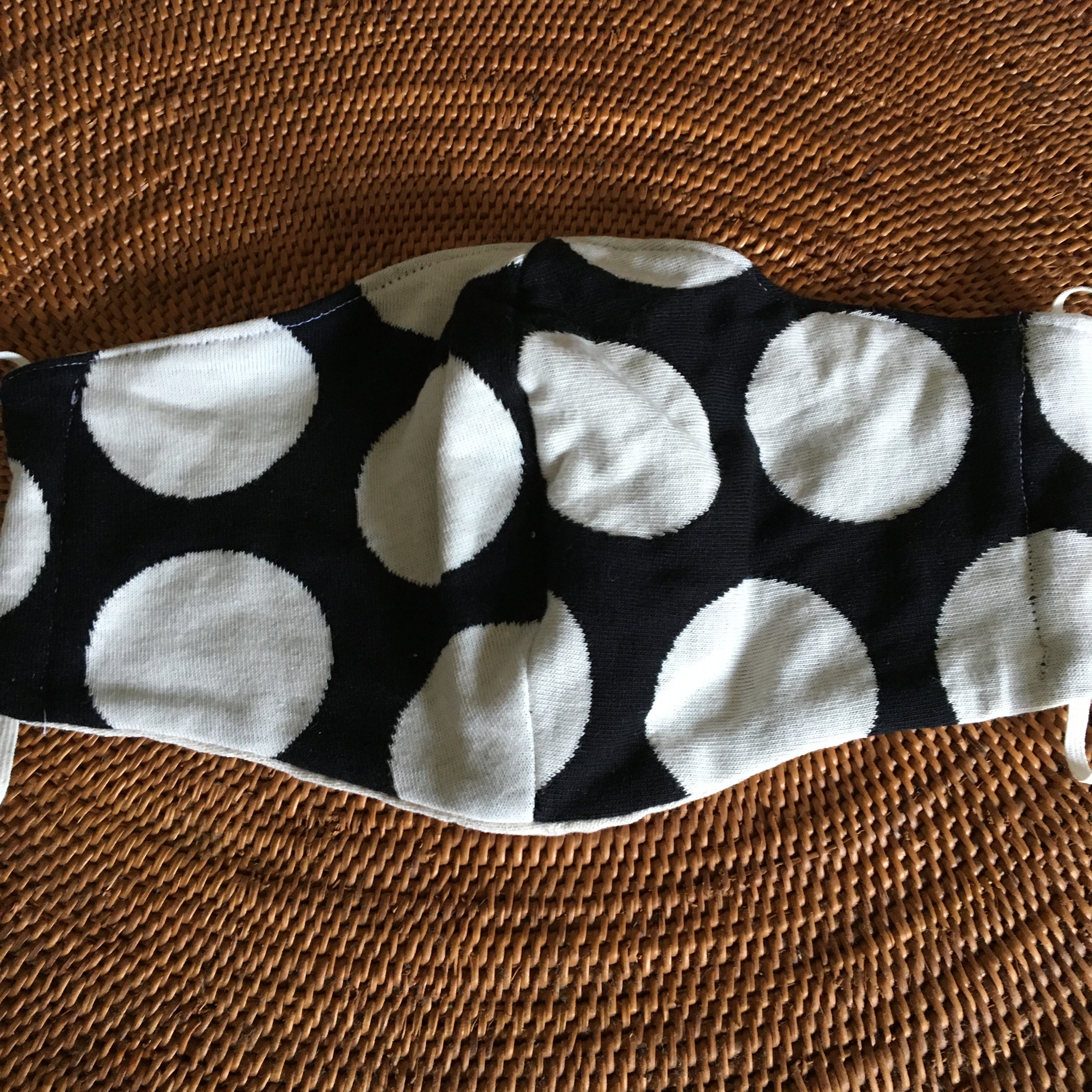 立体マスク 水玉カットソー黒白ｌ Iichi ハンドメイド クラフト作品 手仕事品の通販