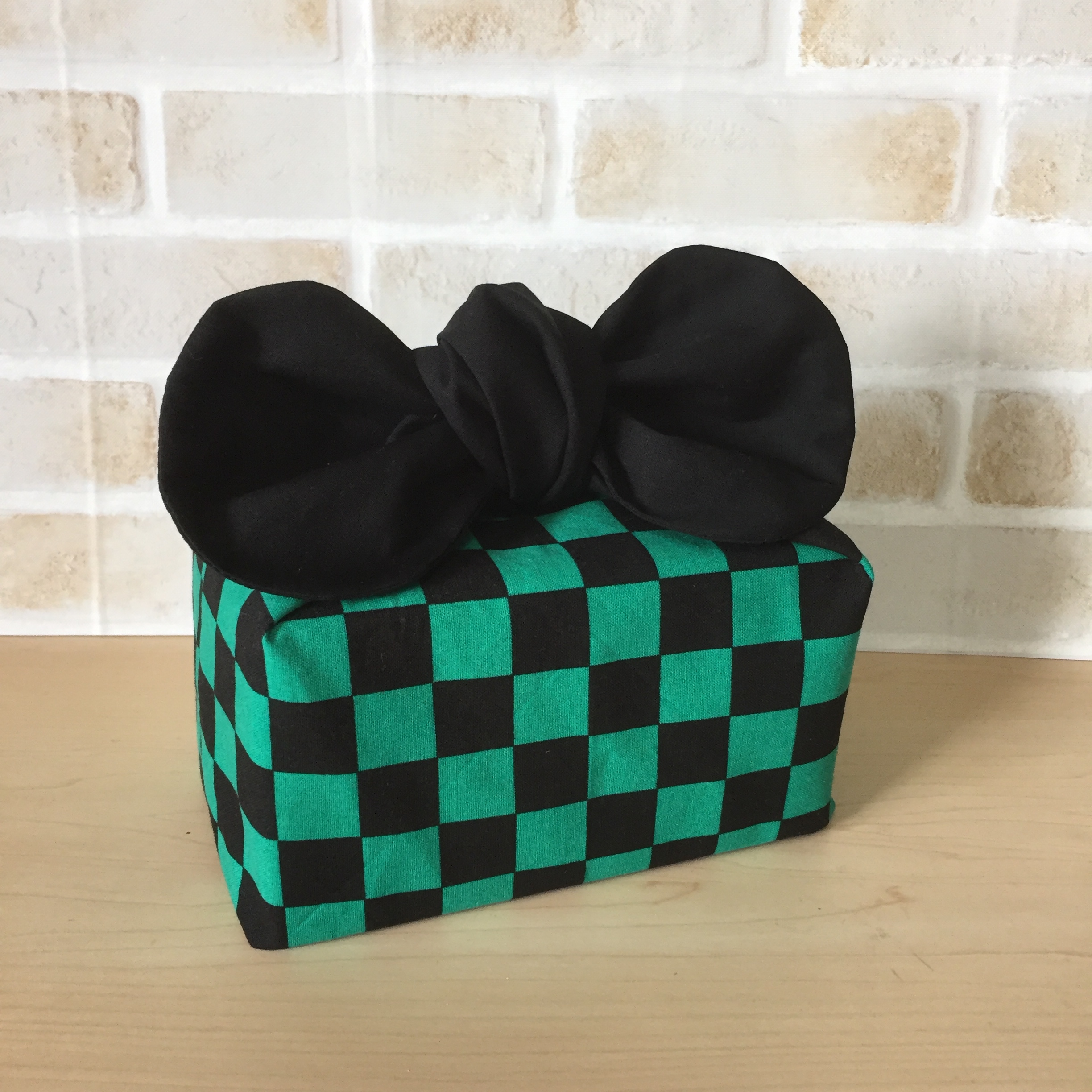リボンがかわいいお弁当袋 市松模様 黒 Iichi ハンドメイド クラフト作品 手仕事品の通販