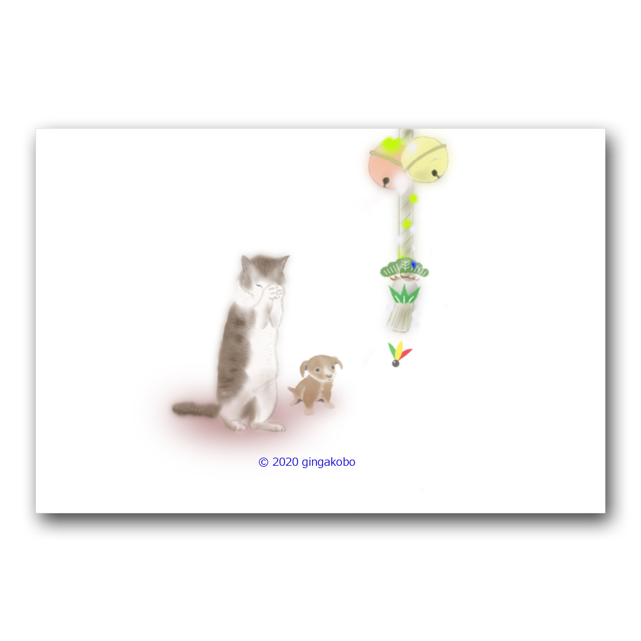 祈りと願い 猫 犬 ほっこり癒しのイラストポストカード2枚組 No 1250 Iichi ハンドメイド クラフト作品 手仕事品の通販