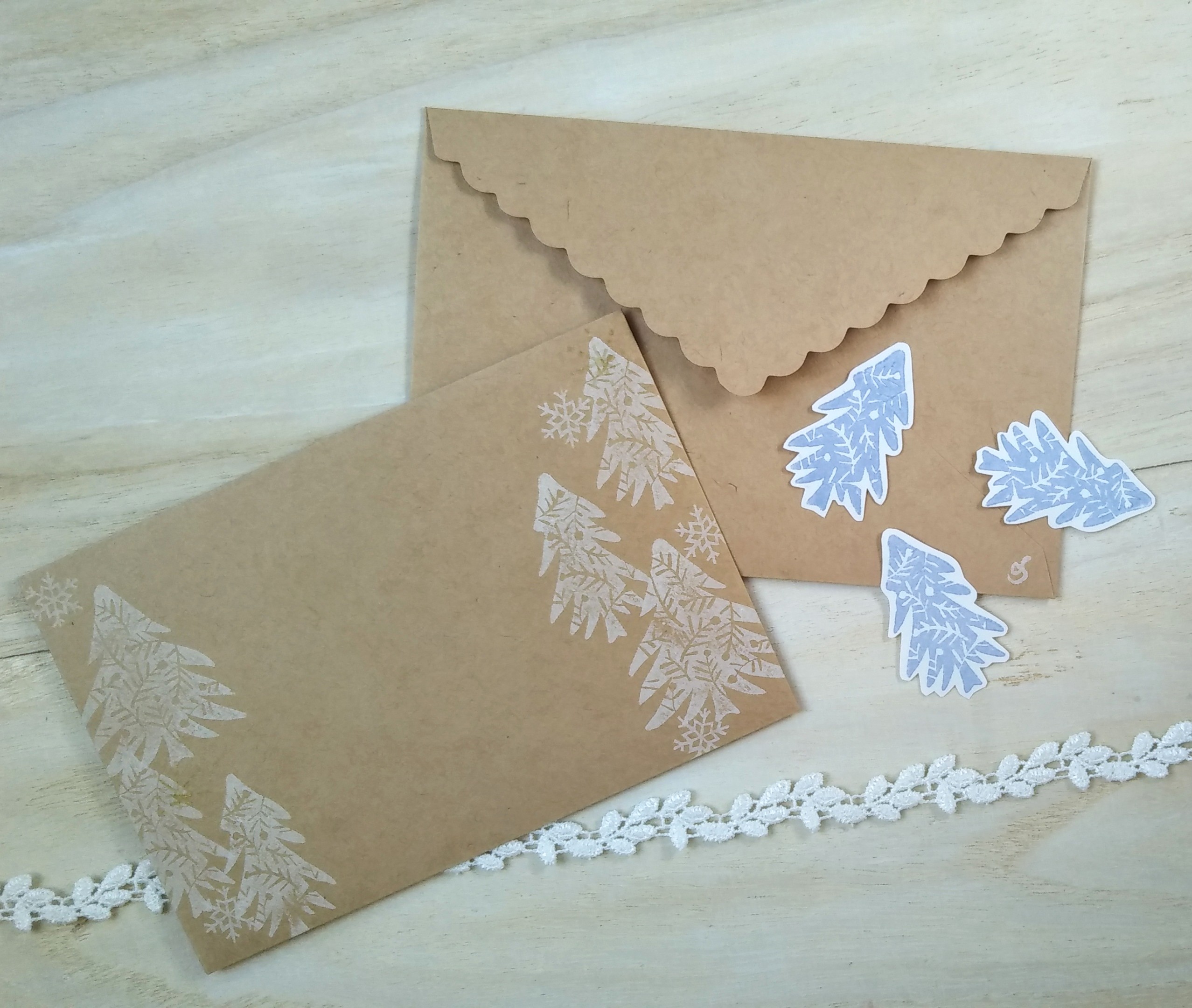 消しゴム版画 コンパクトサイズレターセット 冬の景色 Iichi ハンドメイド クラフト作品 手仕事品の通販