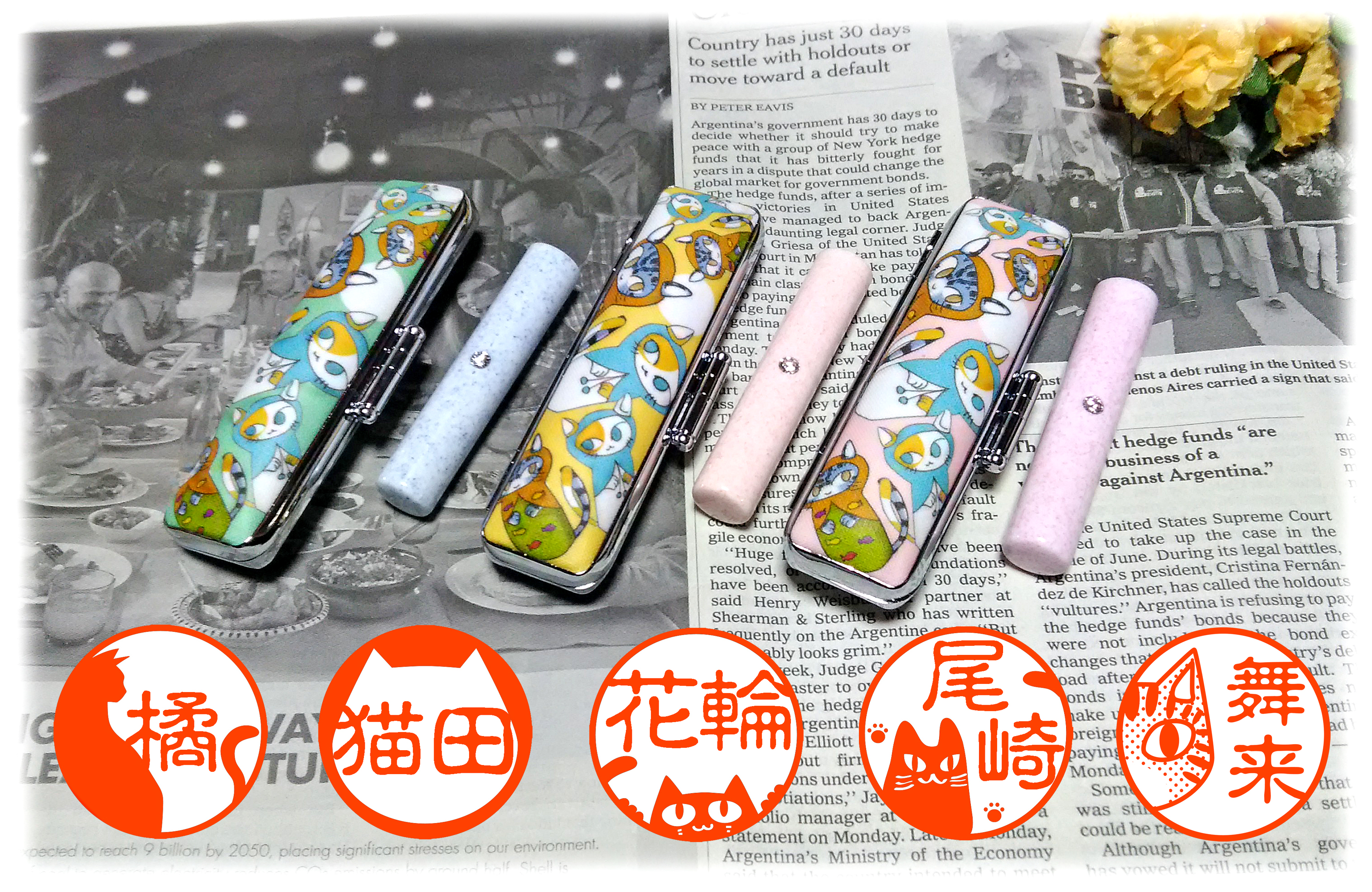 かわいいネコさんの印鑑 印鑑ケース ネコたんのマトリョーシカ セット 太さ12 長さ60 認印サイズ Iichi ハンドメイド クラフト作品 手仕事品の通販