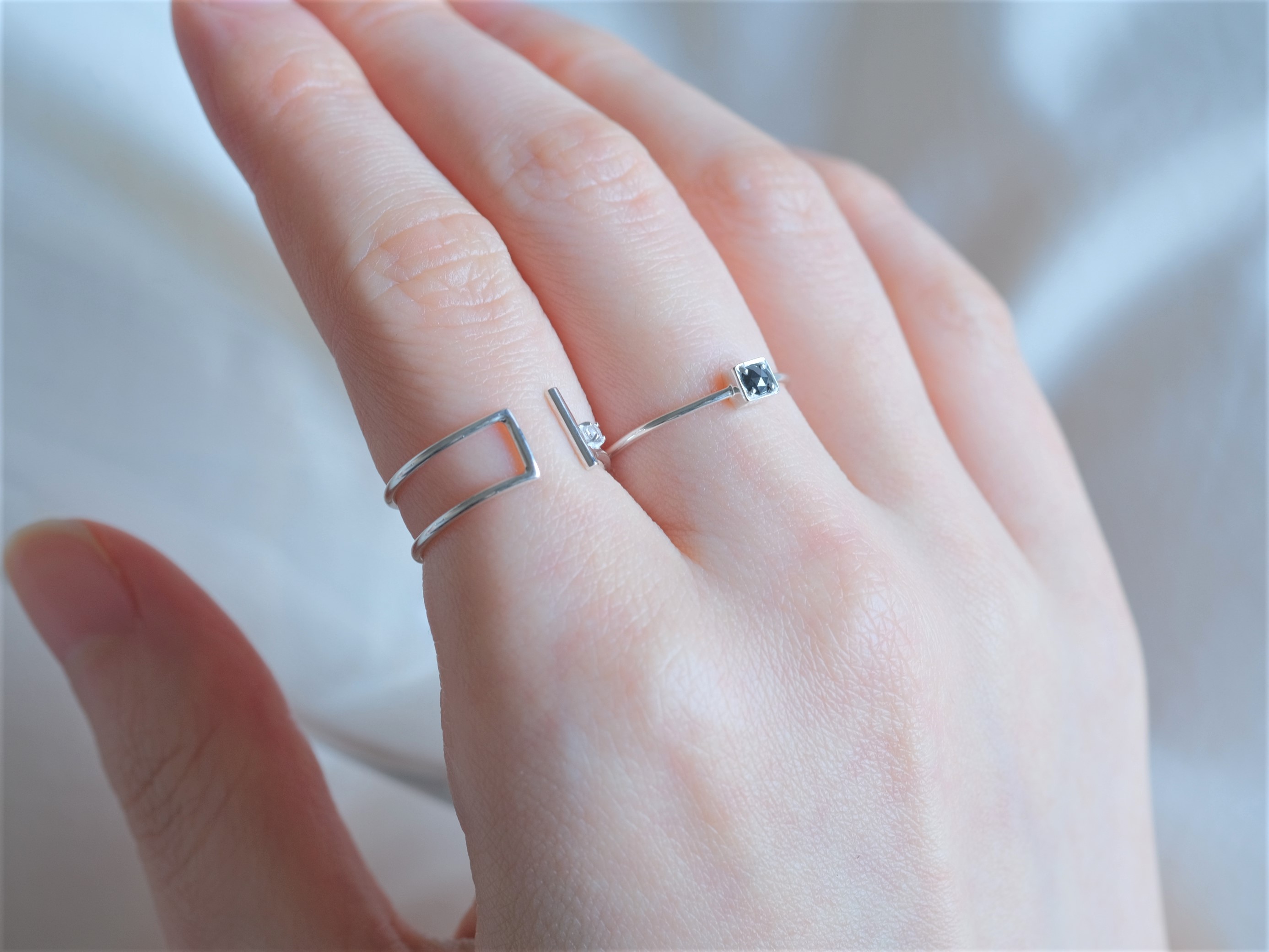 Black Diamond Ring ブラックダイヤモンド シルバーリング Silver925 フリーサイズ Iichi ハンドメイド クラフト作品 手仕事品の通販