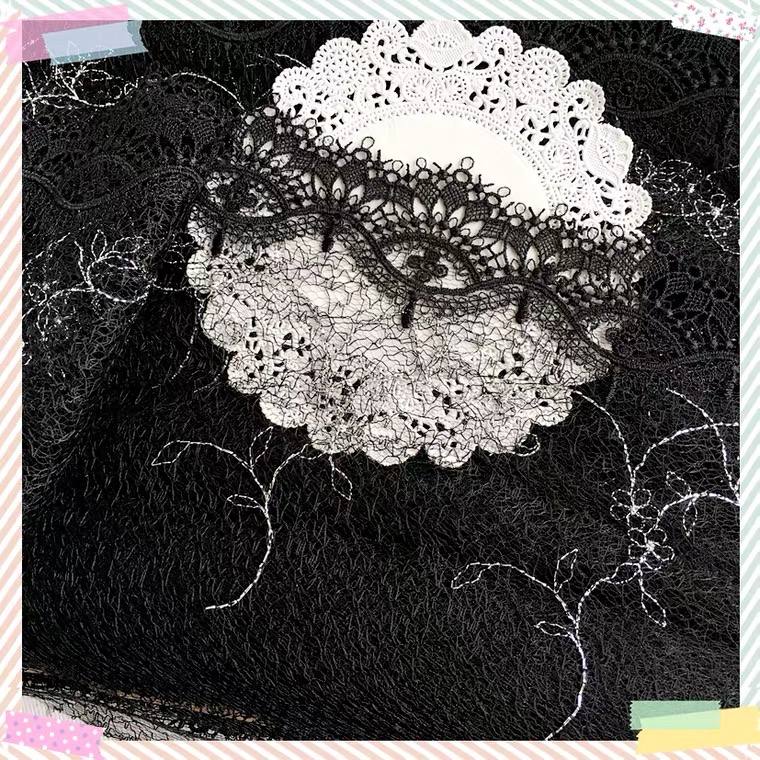 1m フランス ロココ調 チュールレース レースリボン 広幅 優雅 繊細 綺麗 手芸 素材 黒 ブラック Iichi ハンドメイド クラフト作品 手仕事品の通販