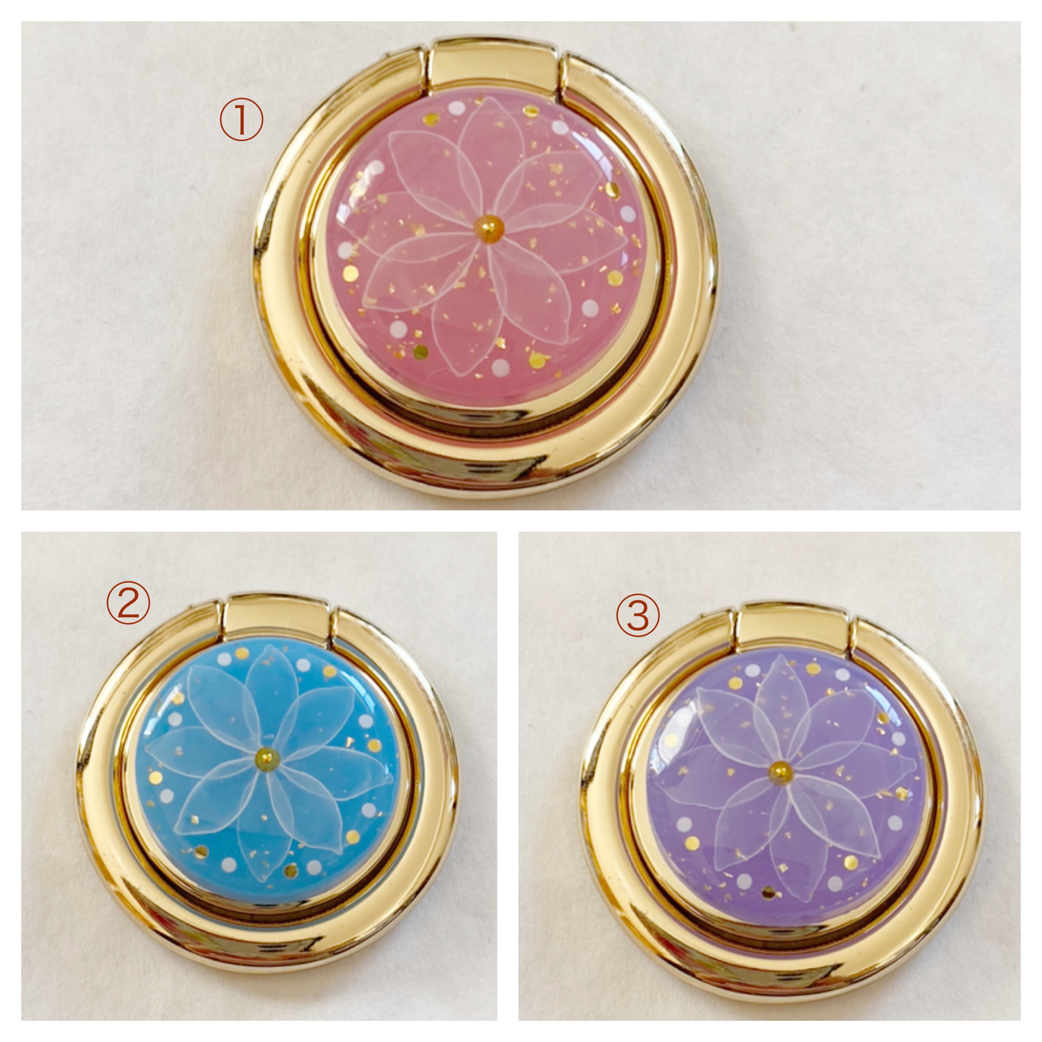 選べる3種類 艶めきflowerスマホリング2 Iichi ハンドメイド クラフト作品 手仕事品の通販