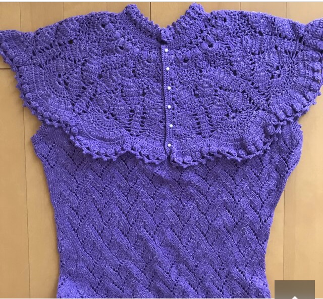 パープルかぎ針 棒針編みのワンピース Iichi ハンドメイド クラフト作品 手仕事品の通販