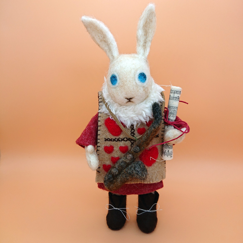 不思議の国の白うさぎ風の白うさぎ 羊毛フェルト人形 Iichi ハンドメイド クラフト作品 手仕事品の通販
