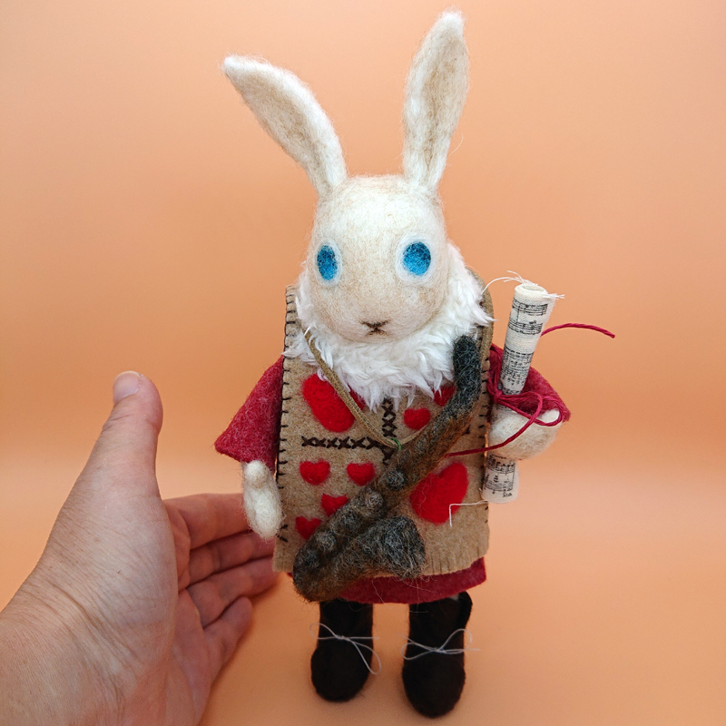 不思議の国の白うさぎ風の白うさぎ 羊毛フェルト人形 Iichi ハンドメイド クラフト作品 手仕事品の通販