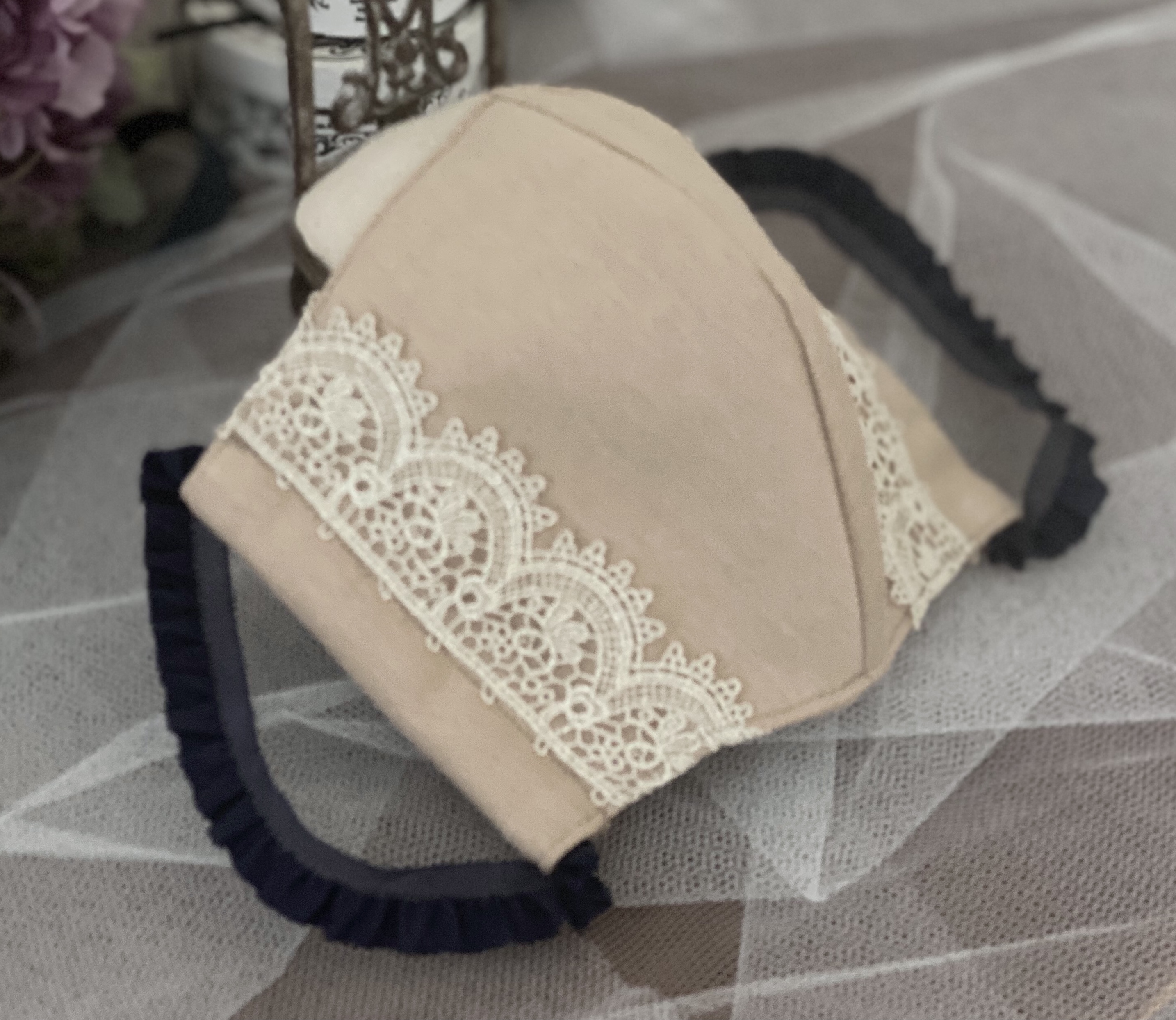 肌触りの良いストレッチ生地とレースの手作りマスク おしゃれマスク マスク Iichi ハンドメイド クラフト作品 手仕事品の通販