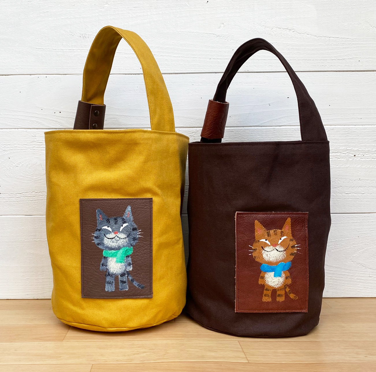 セミオーダー猫のバケツトートバッグ Iichi ハンドメイド クラフト作品 手仕事品の通販