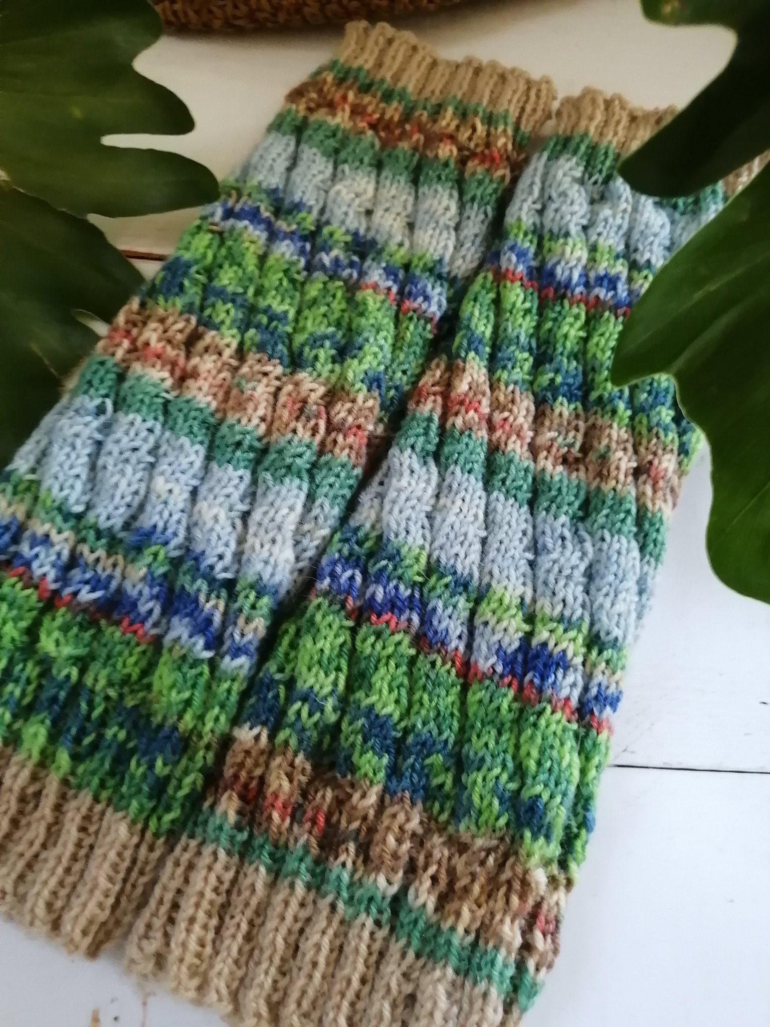 爽やか色のレッグウォーマー ジヴェルニーの積み藁 Iichi ハンドメイド クラフト作品 手仕事品の通販