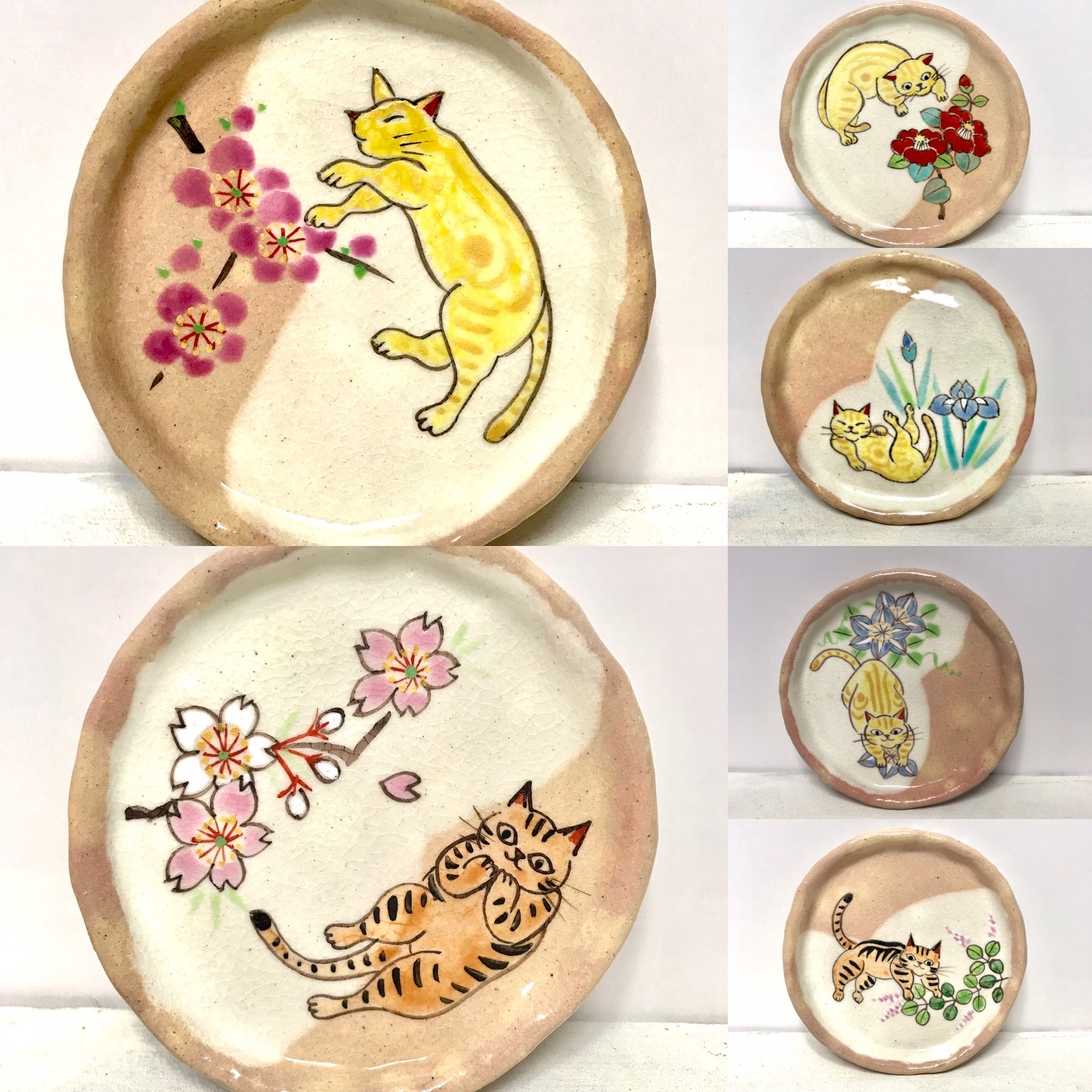 京焼 猫の小皿 絵変わりa １枚 Iichi ハンドメイド クラフト作品 手仕事品の通販