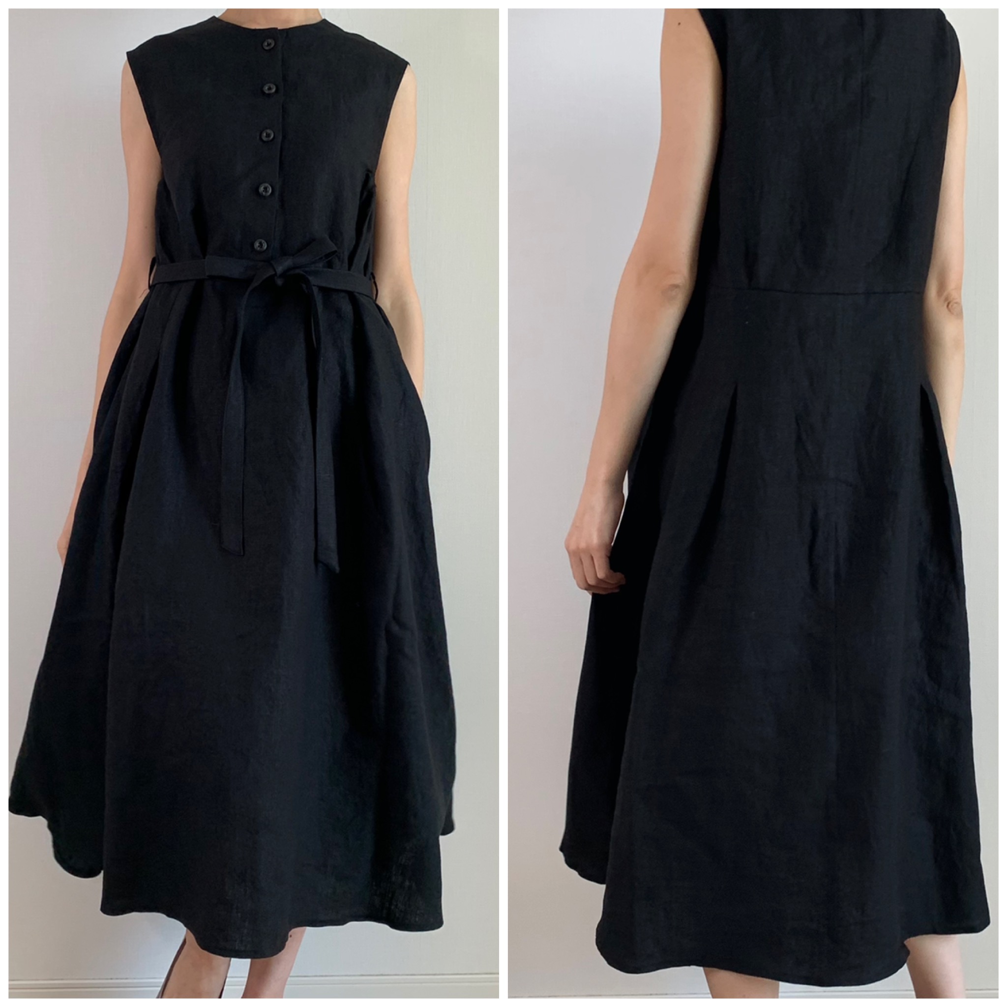 ノースリーブ ベルトワンピース 黒 Iichi ハンドメイド クラフト作品 手仕事品の通販