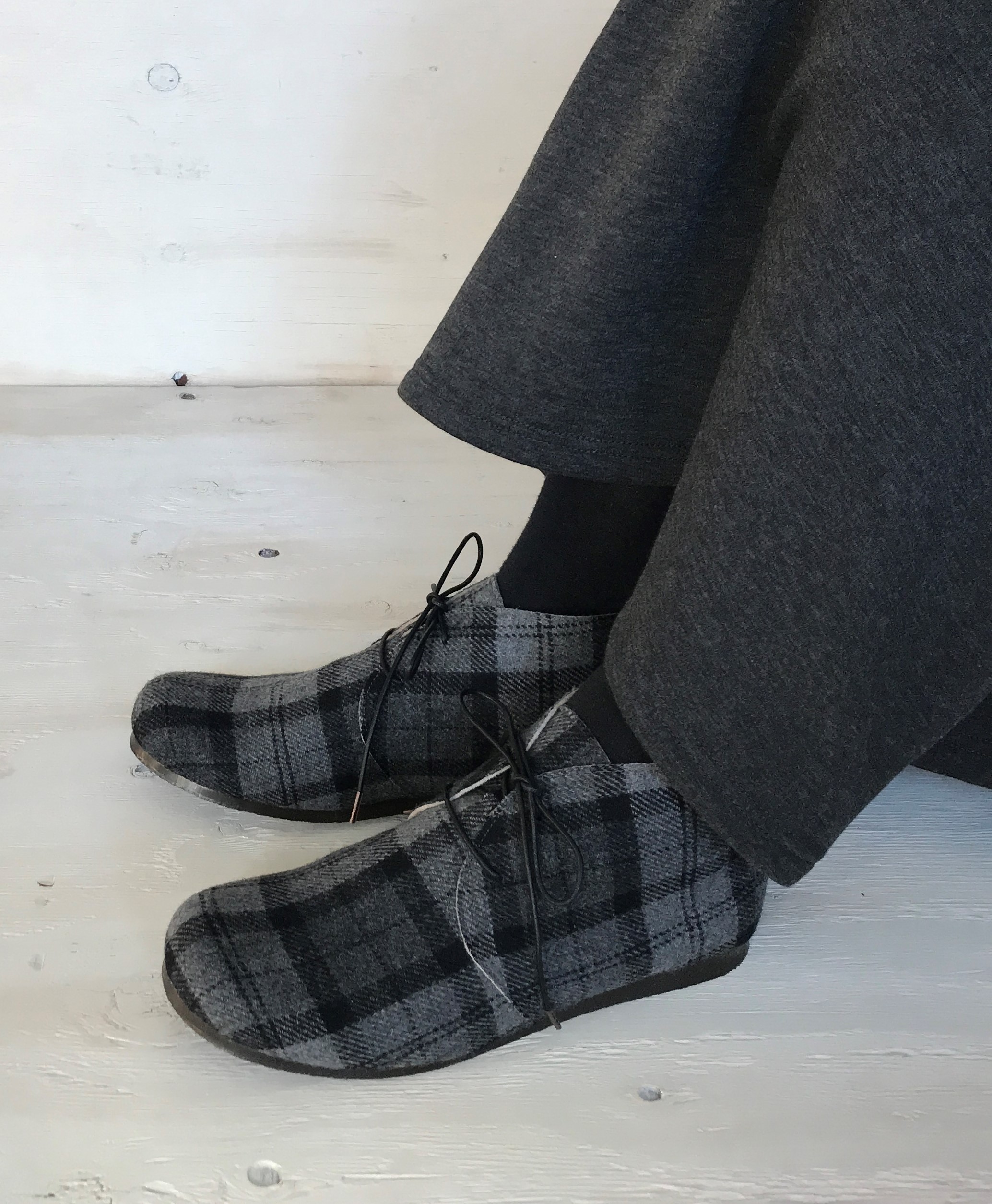 大人かわいい チェック柄 デザート チャッカー ショートブーツ Iichi ハンドメイド クラフト作品 手仕事品の通販