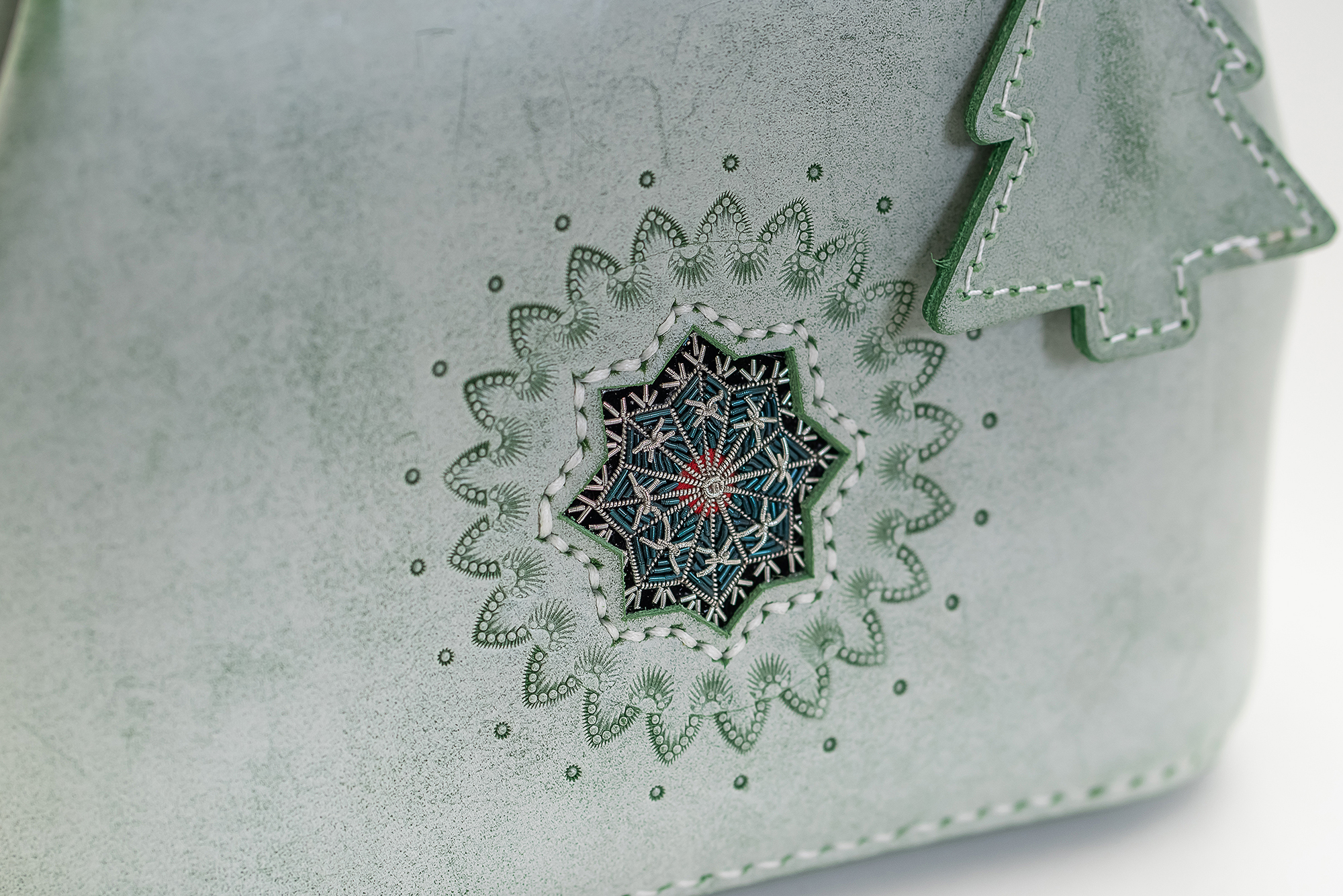 雪華 雪の結晶 がま口バッグ 手作りのレザーショルダーバッグレディース 総手縫い Iichi ハンドメイド クラフト作品 手仕事品の通販