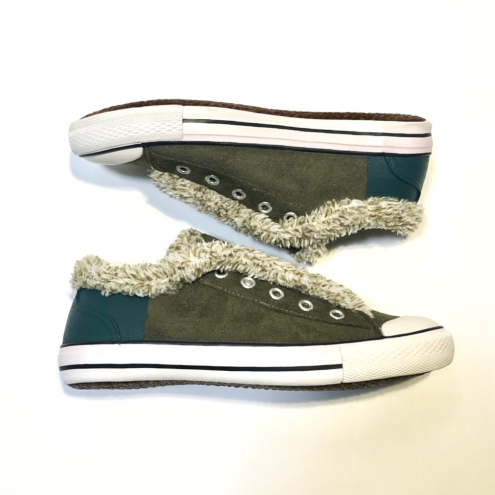 モコモコ可愛いバイカラースリッポン カーキ X ダークグリーン 22 5cm 24 0cm Iichi ハンドメイド クラフト作品 手仕事品の通販