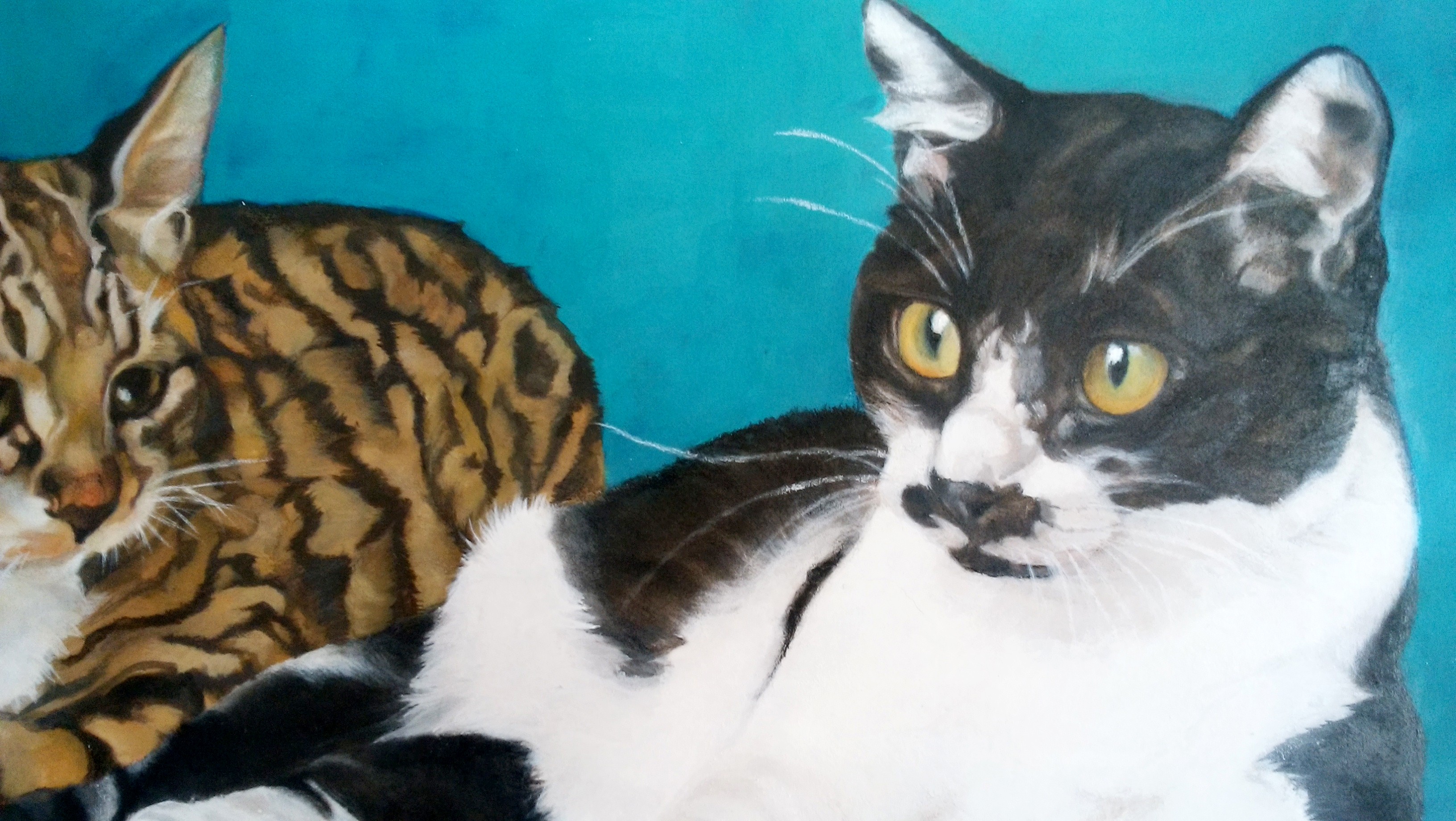 猫イラスト 青い猫 なかよし２匹 原画 Iichi ハンドメイド クラフト作品 手仕事品の通販