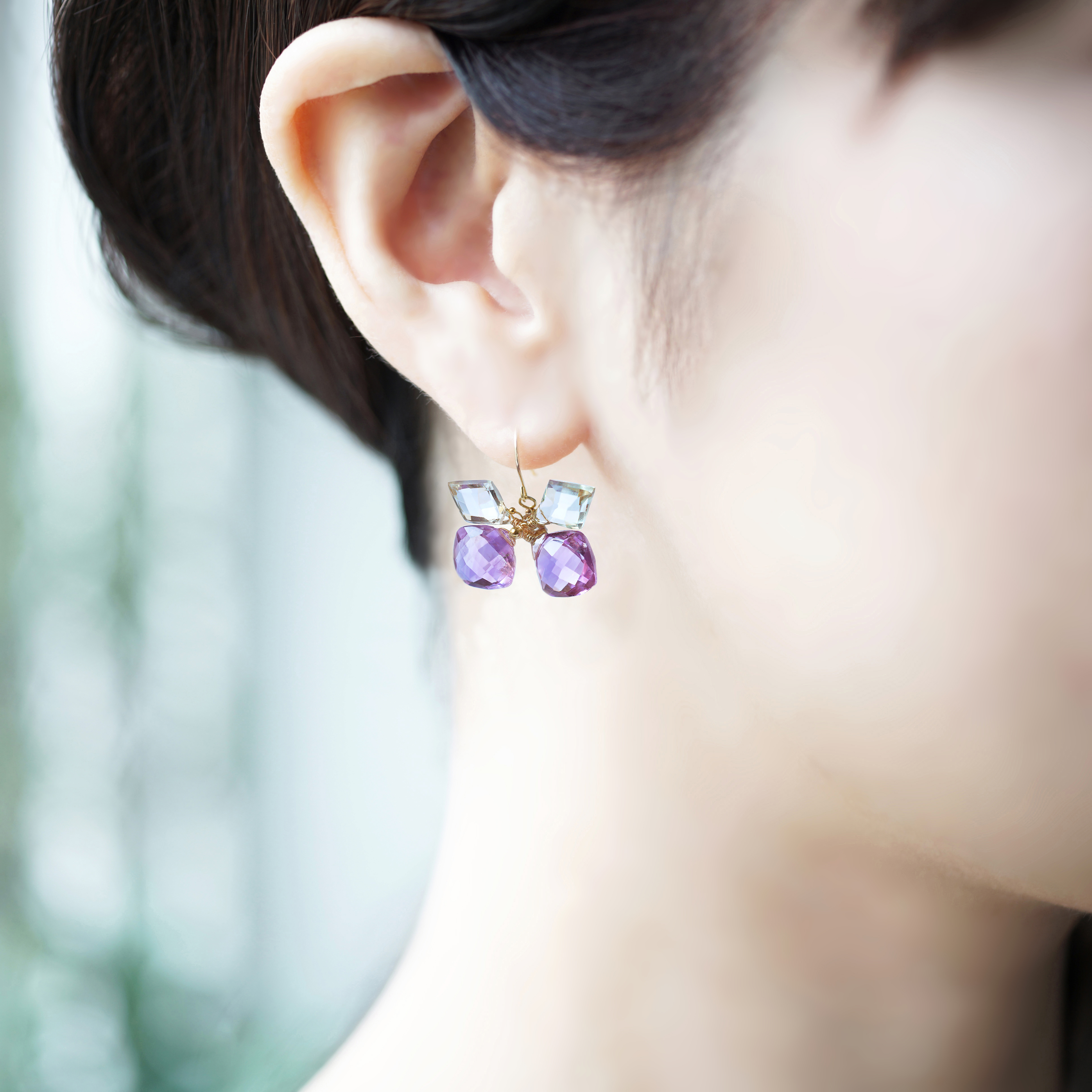K10・2種のアメジストによる蝶のピアス ~Psyche | iichi ハンドメイド K10・2種のアメジストによる蝶のピアス ~Psyche | iichi ハンドメイド